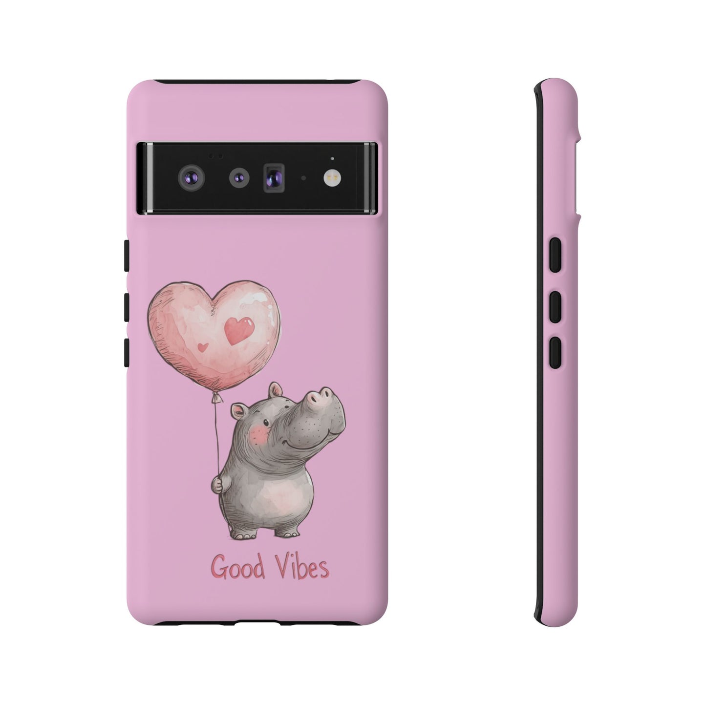Cute Hippo Phone Case | Good Vibes, Gift for Friends, Cute Phone Accessories, Animal Lover Gift, Happy Phone Cover