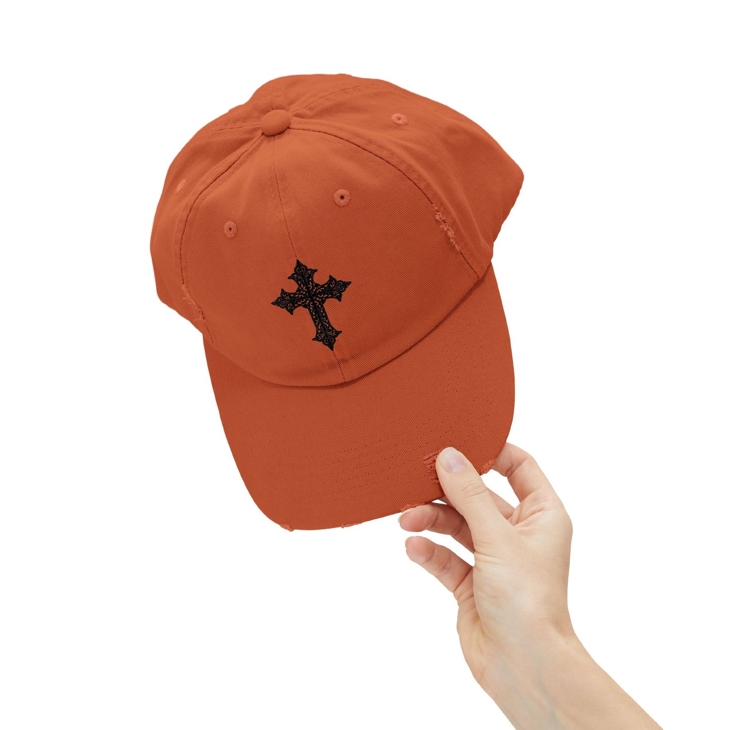 Cool Distressed Cap for Trendy Looks, Vintage Hat, Adjustable Cap, Cross Design, Casual Accessories
