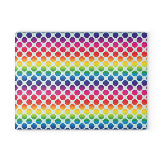 Colorful Polka Dot Glass Cutting Board, Kitchen Decor, Gift for Chefs, Unique Home Gift, Colorful Cooking Accessory