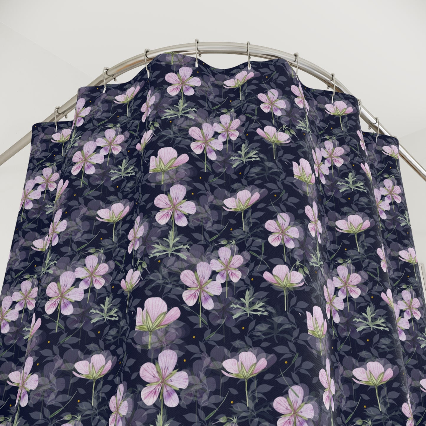Floral Shower Curtain with Purple Blooms, Bathroom Decor, Bohemian Vibe, Gift for Spring, Home Makeover, Wedding Registry