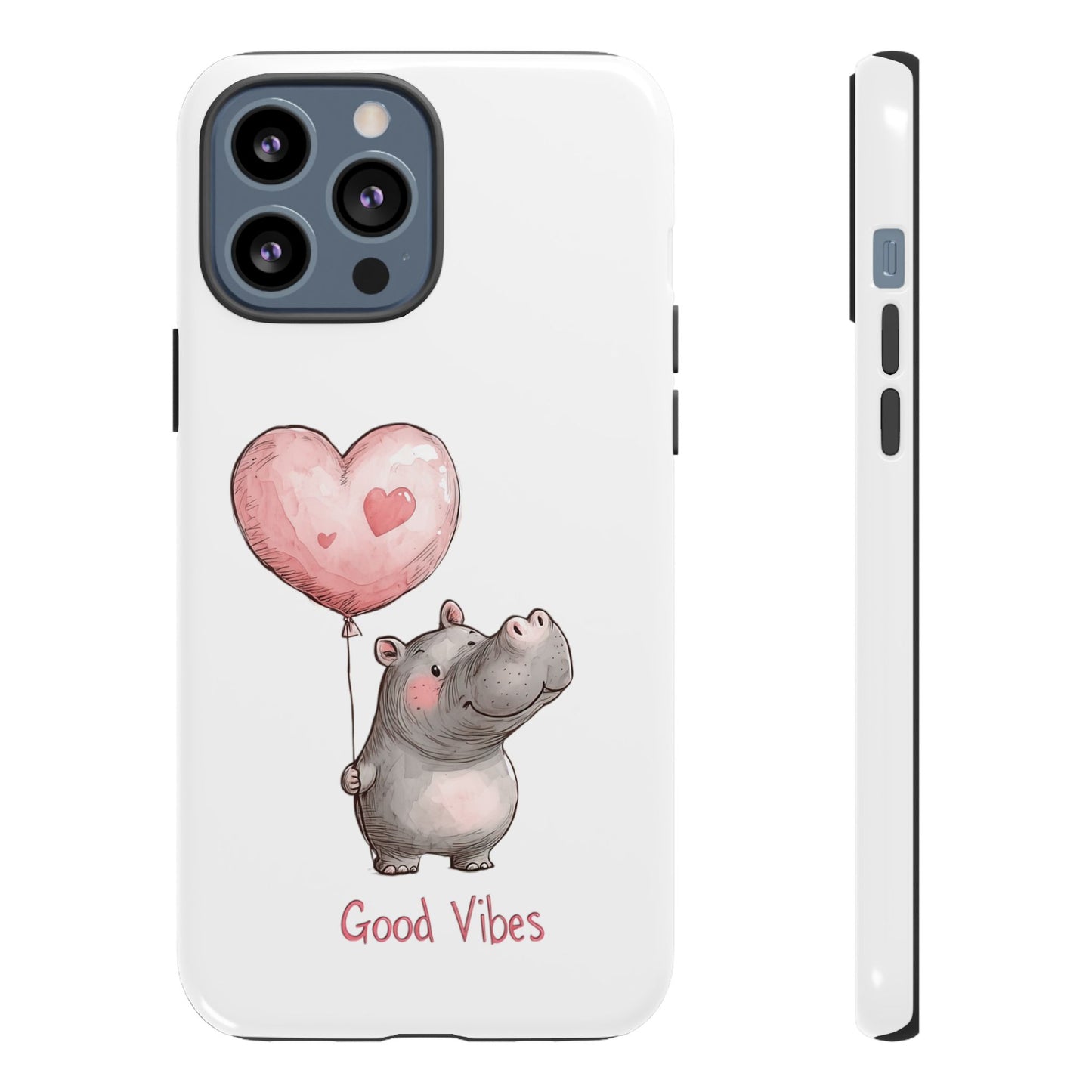 Cute Hippo Phone Case - Good Vibes Design, Animal Lover Gift, Fun Accessory, Birthday Present, Phone Accessories