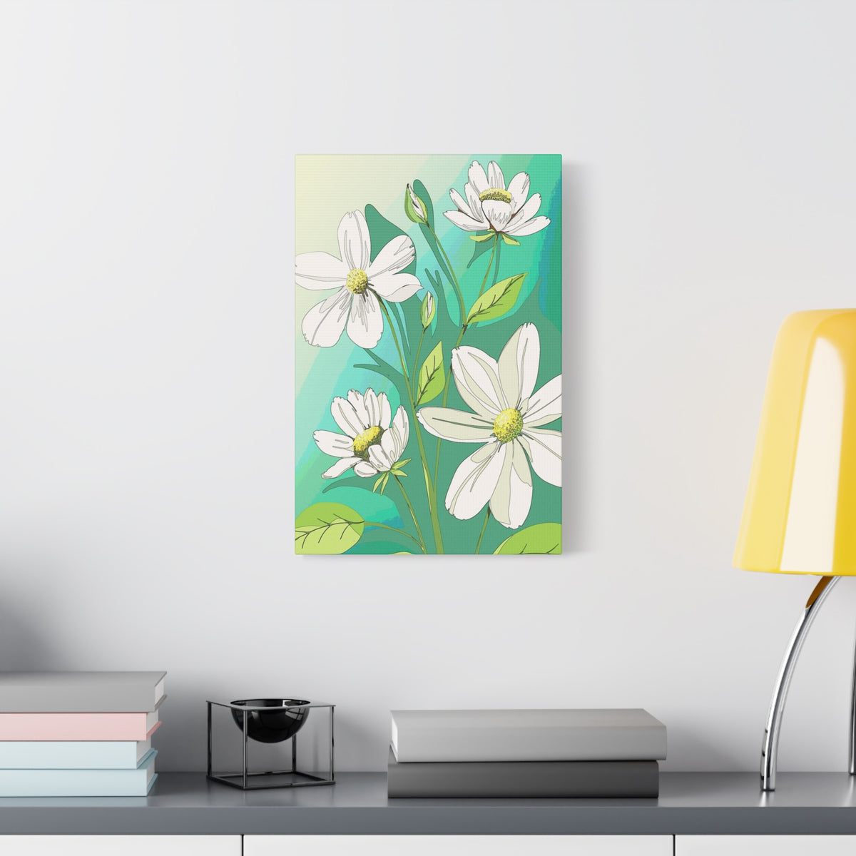 Matte Canvas, Stretched, 1.25" White Flowers