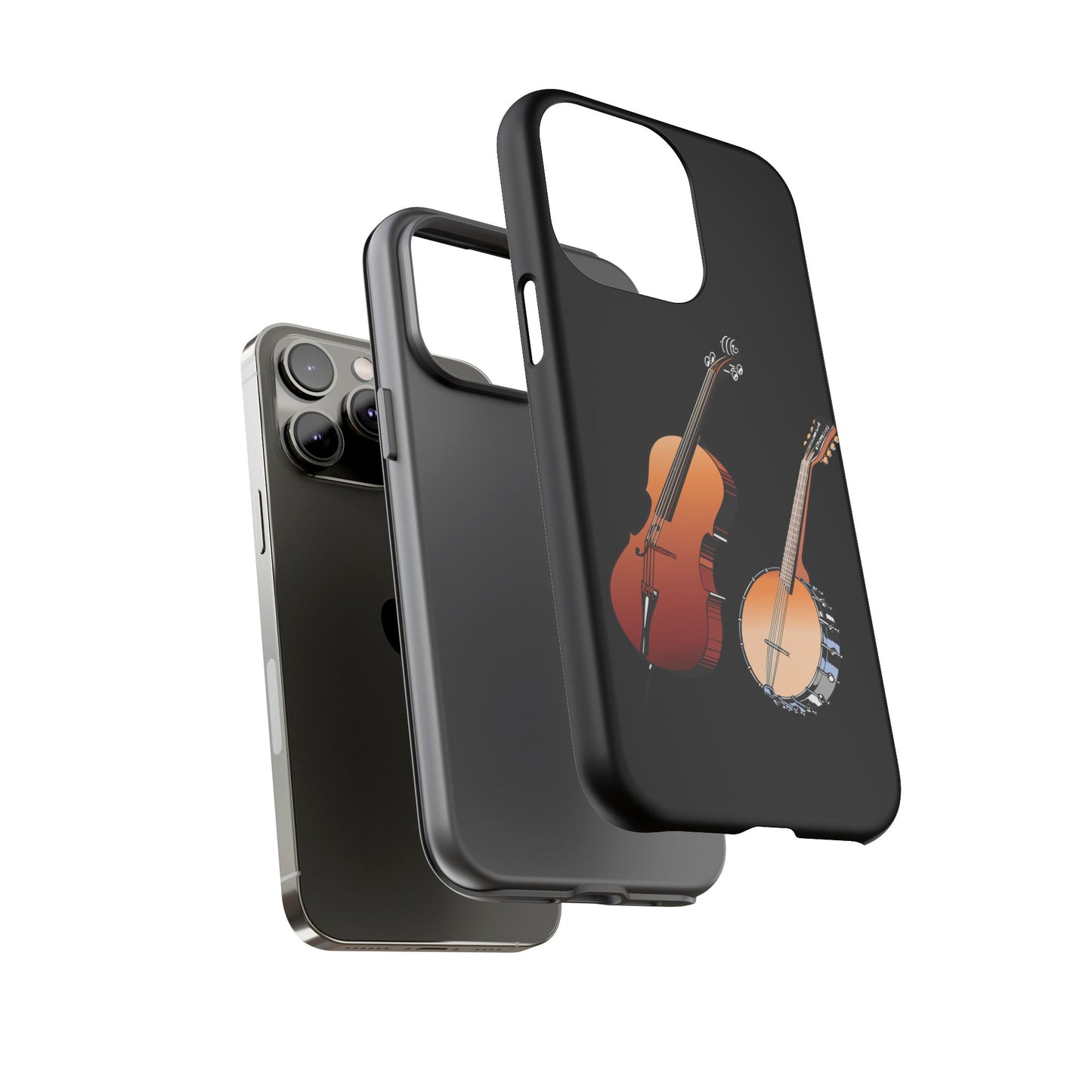 Musical Instrument Phone Case - Violin & Banjo Design, Music Lover Gift, Unique Phone Cover, Holiday Gift, Durable Tough Cases
