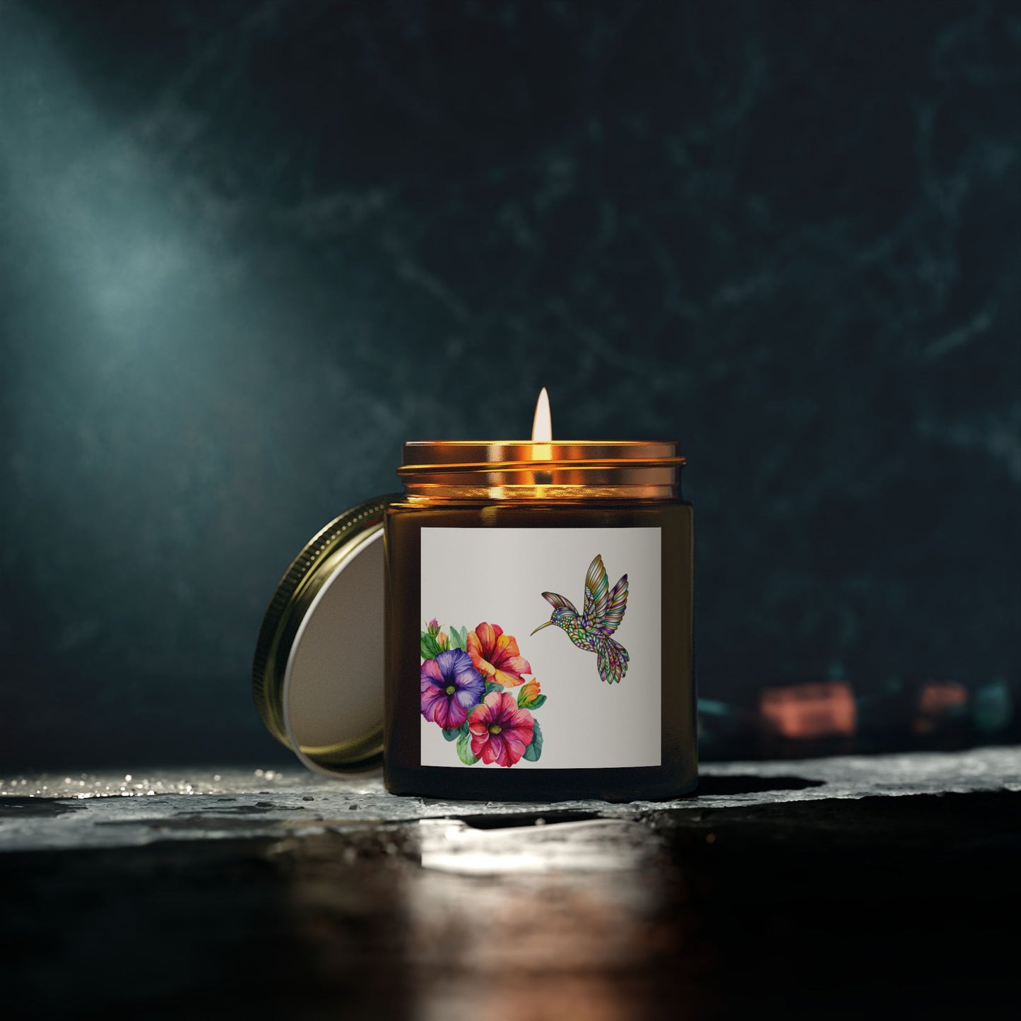 Scented Candles - Tropical Essence, Floral & Hummingbird Design, Relaxation Gift, Home Decor, Aromatherapy