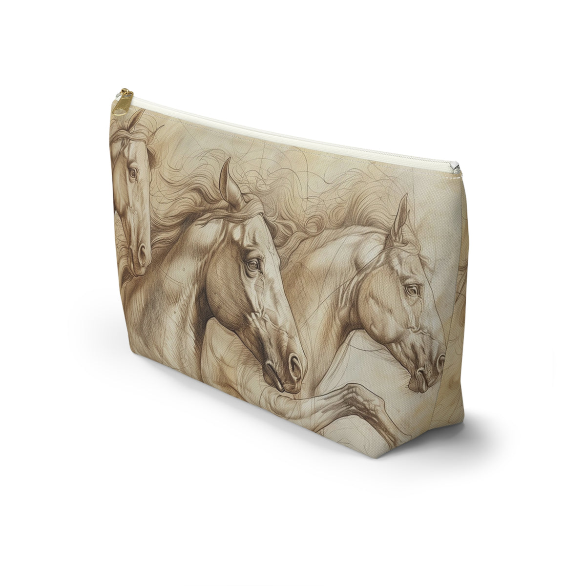 Horse Run Accessory Pouch — Equestrian Makeup & Travel T-Bottom Bag