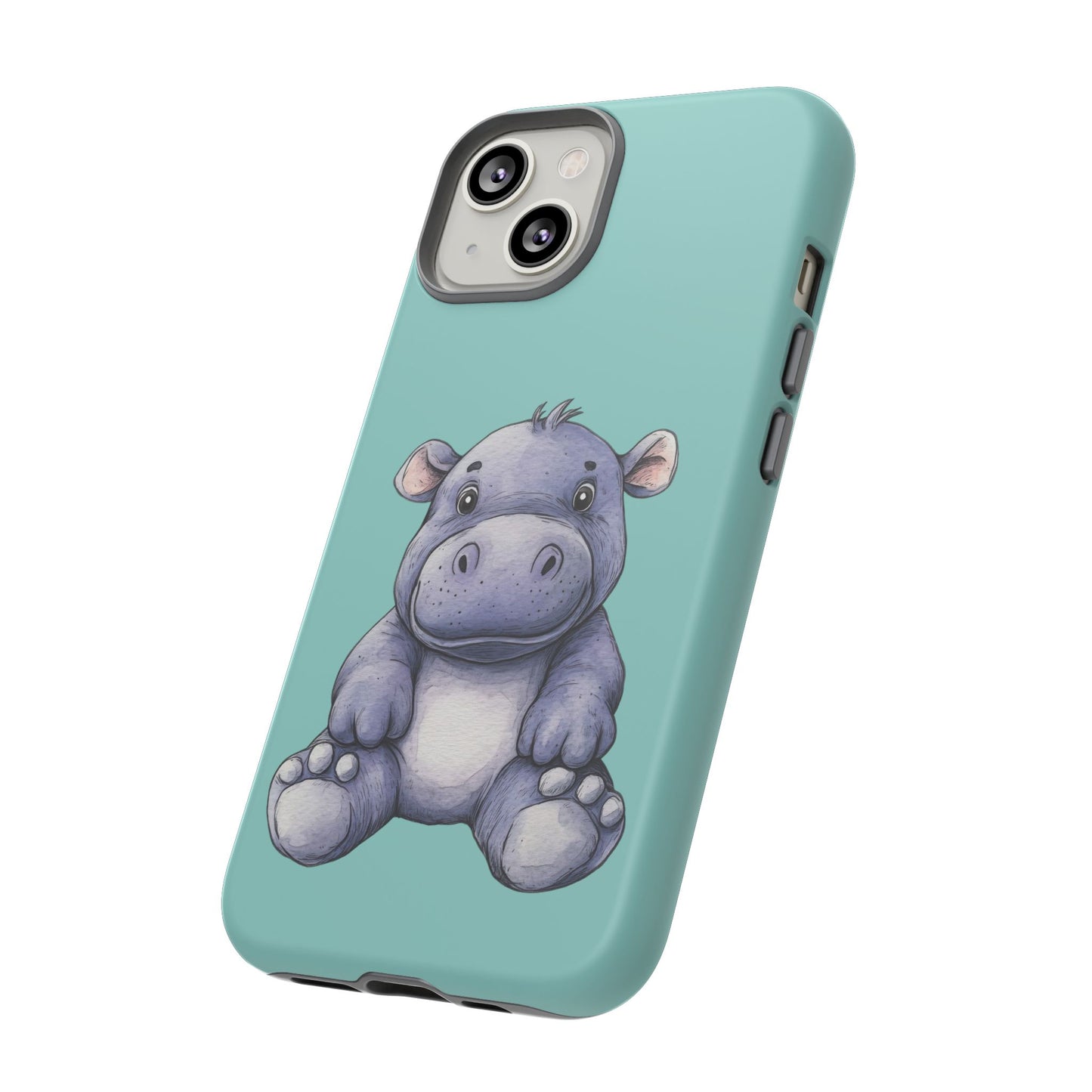 Cute Hippo Phone Case, Tough Phone Cover, Fun Animal Case, Gift for Kids, Cute Decor, Birthday Present