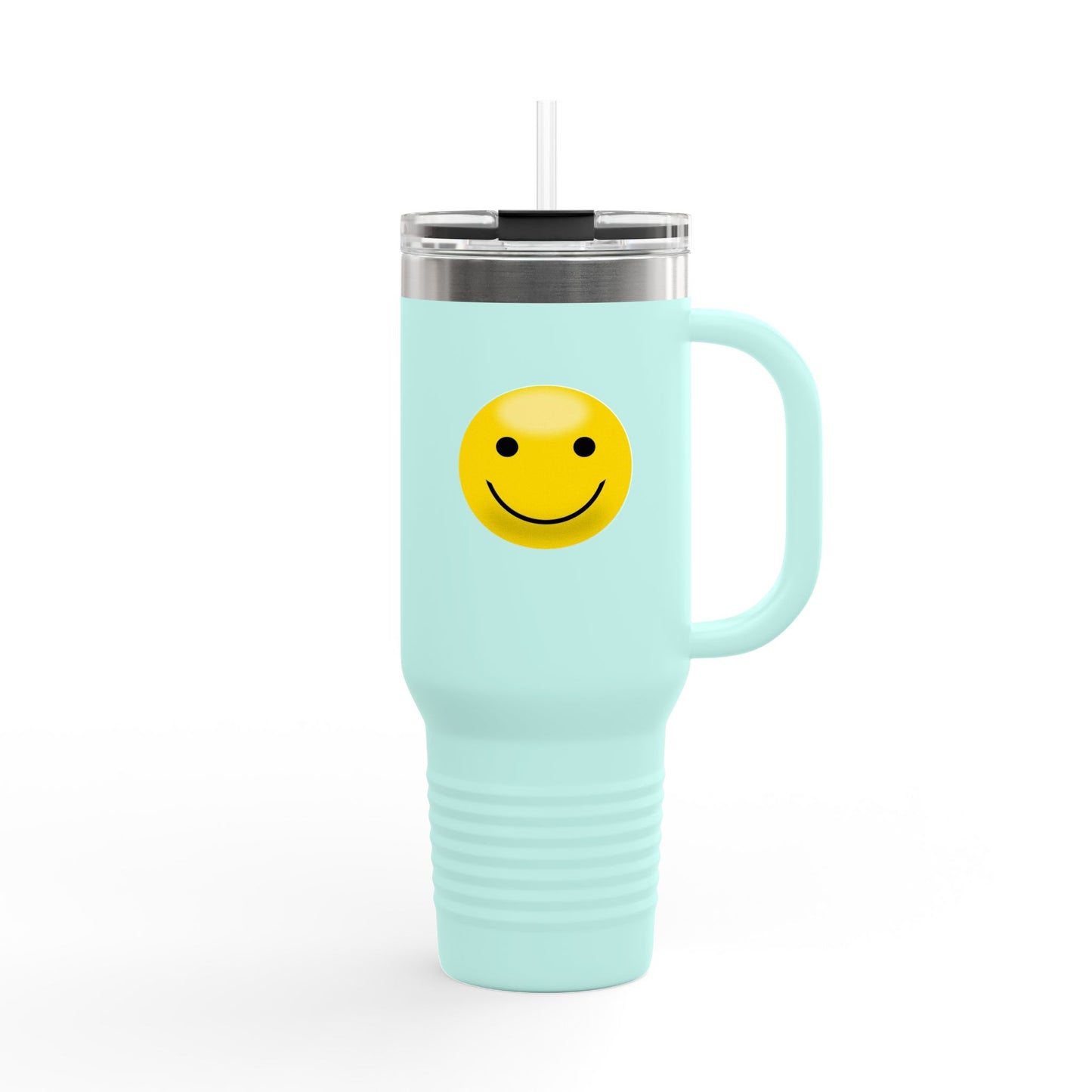 Smiley Face Insulated Travel Mug | 40oz Large Cup for Hot/Cold Beverages | Perfect for Travel & Gifting