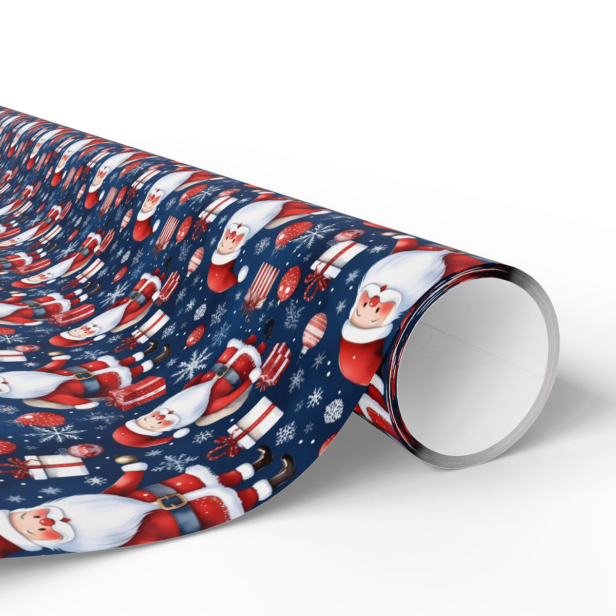 Santa Pattern Wrapping Paper Roll — Festive Christmas Gift Wrap