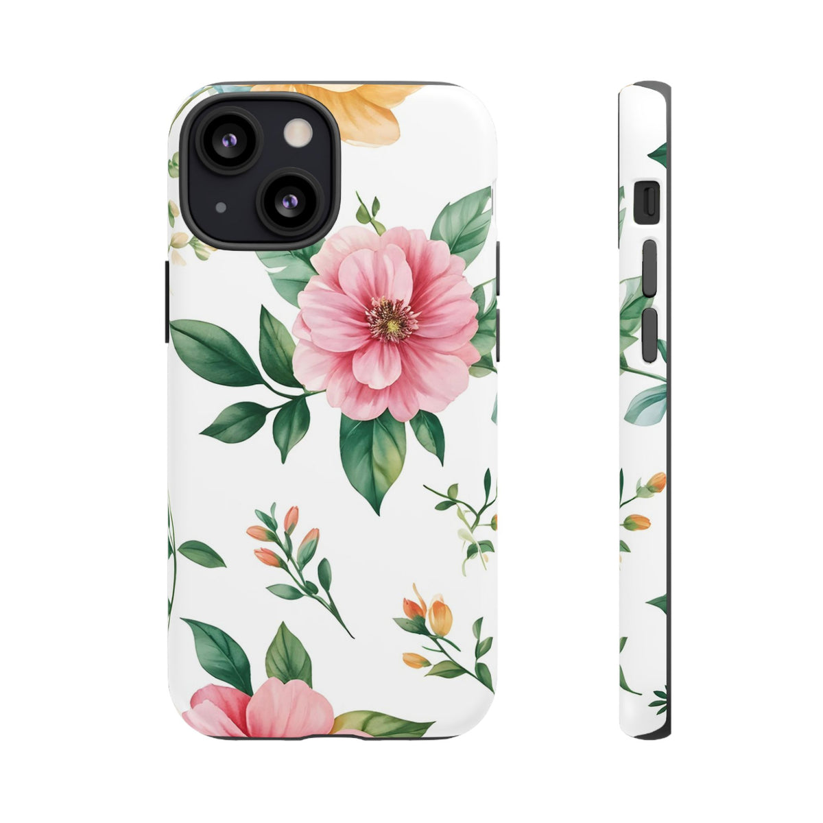 Floral Tough Phone Case — Pink Peony Protective Phone Cover