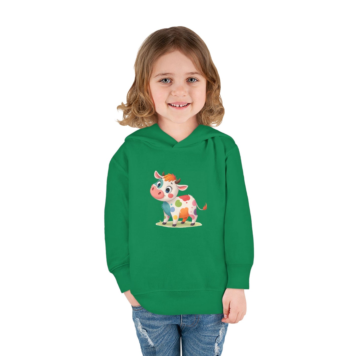 Cute Cow Toddler Pullover Fleece Hoodie, Kids' Hoodie, Animal Hoodie, Cozy Kids Apparel, Fun Gifts for Toddlers, Birthday Gift