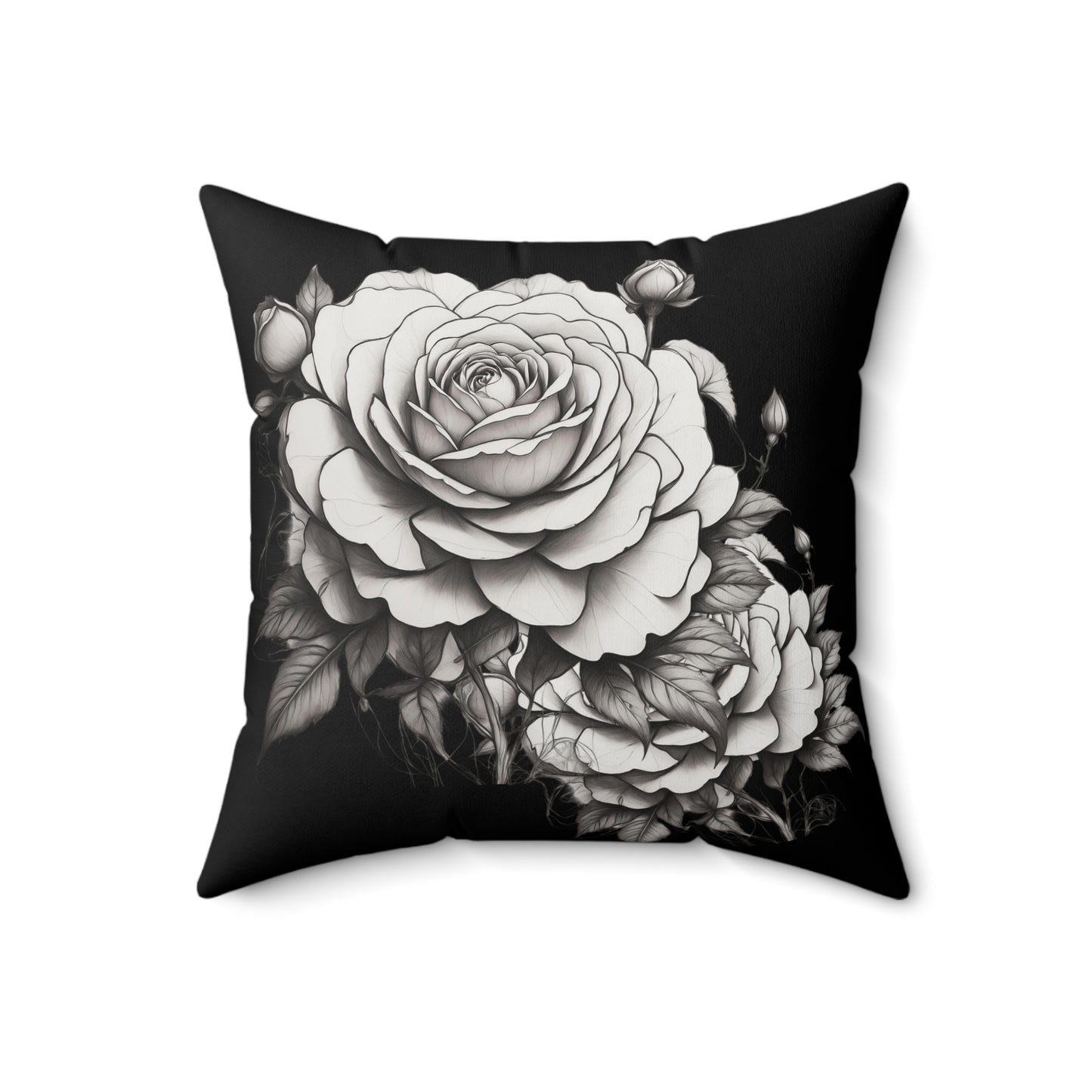 Elegant Floral Decorative Pillow, Home Decor, Gift for Her, Black and White Cushion, Boho Chic Pillow