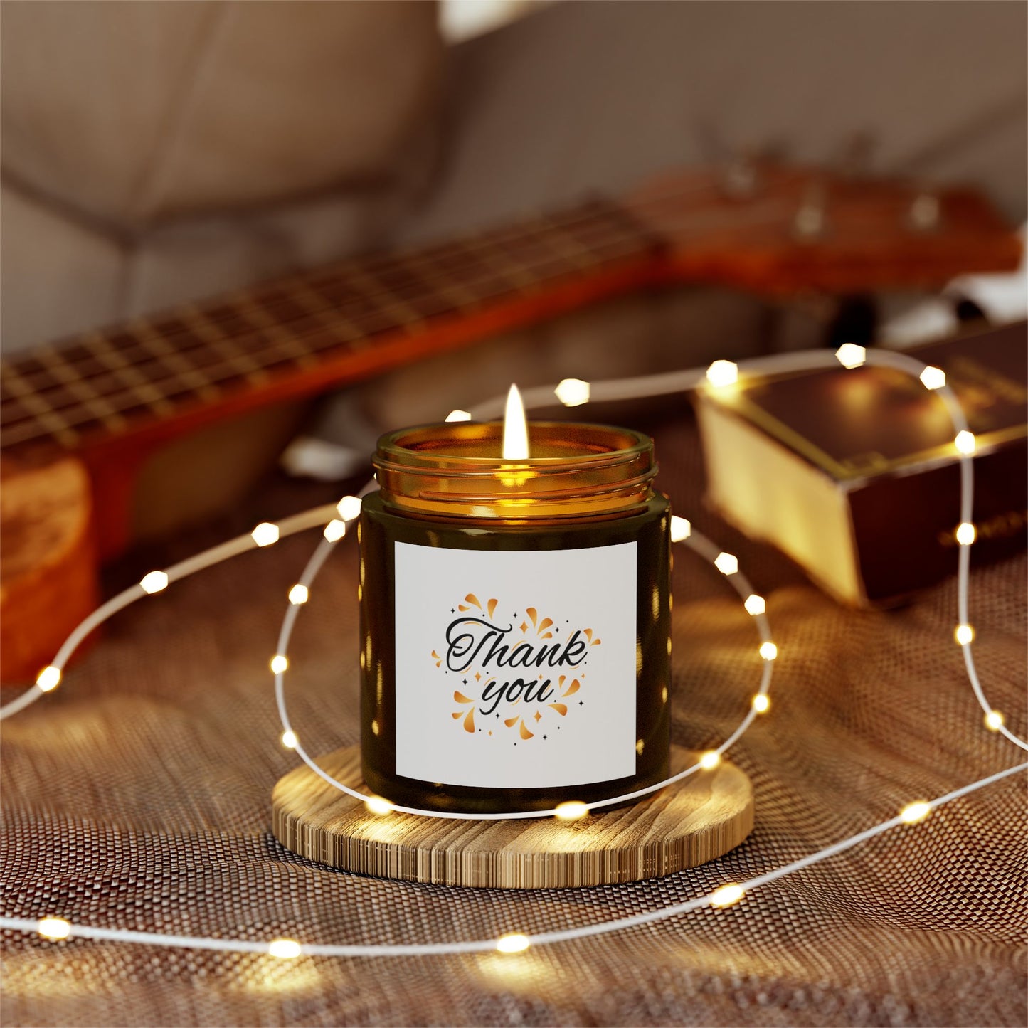 Thank You Scented Candle - Coconut Apricot Wax Gift, Birthday Present, Relaxation, Home Decor, Aromatherapy