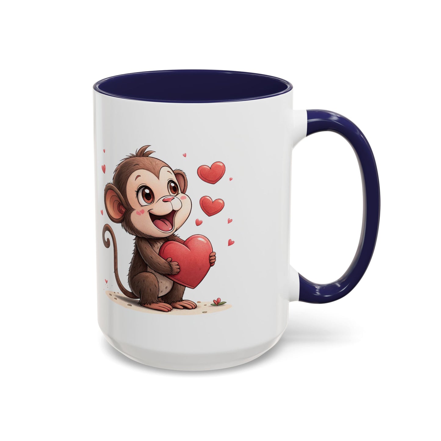Cute Monkey Love Coffee Mug, Valentine's Gift, Animal Lover's Mug, Heartfelt Coffee Cup, Fun Kitchen Decor