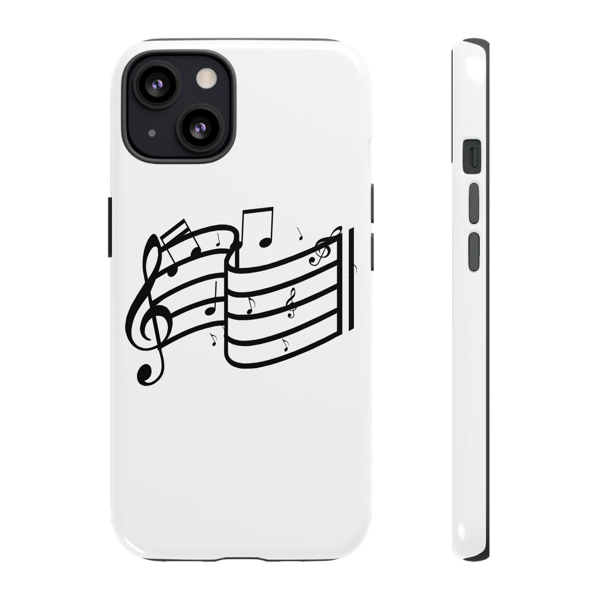 Musical Notes Phone Case — Black Treble Clef Music Staff Tough Case