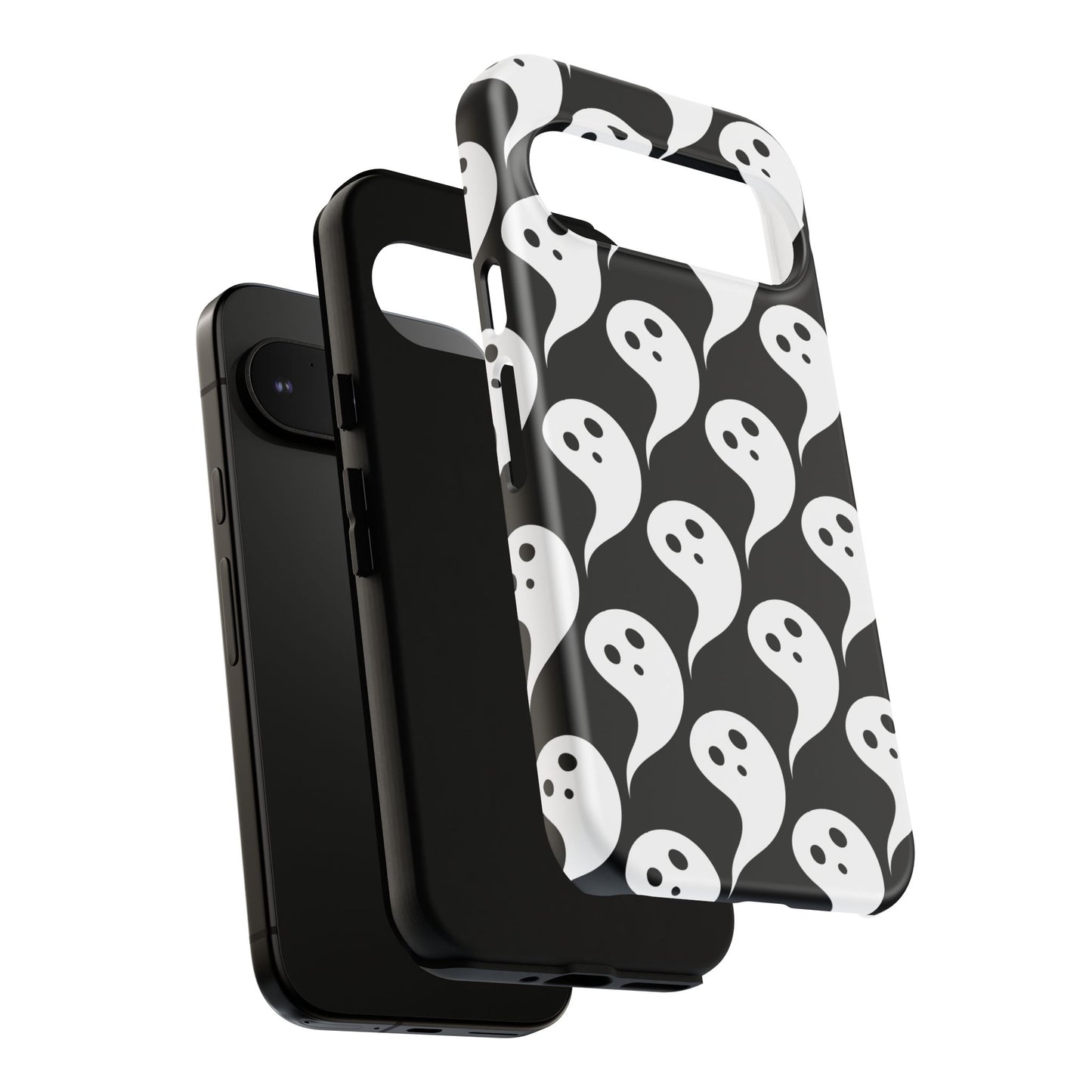 Ghost Pattern Phone Case, Cute Ghost Cell Phone Cover, Halloween Accessory, Spooky Gift, Black and White Phone Case