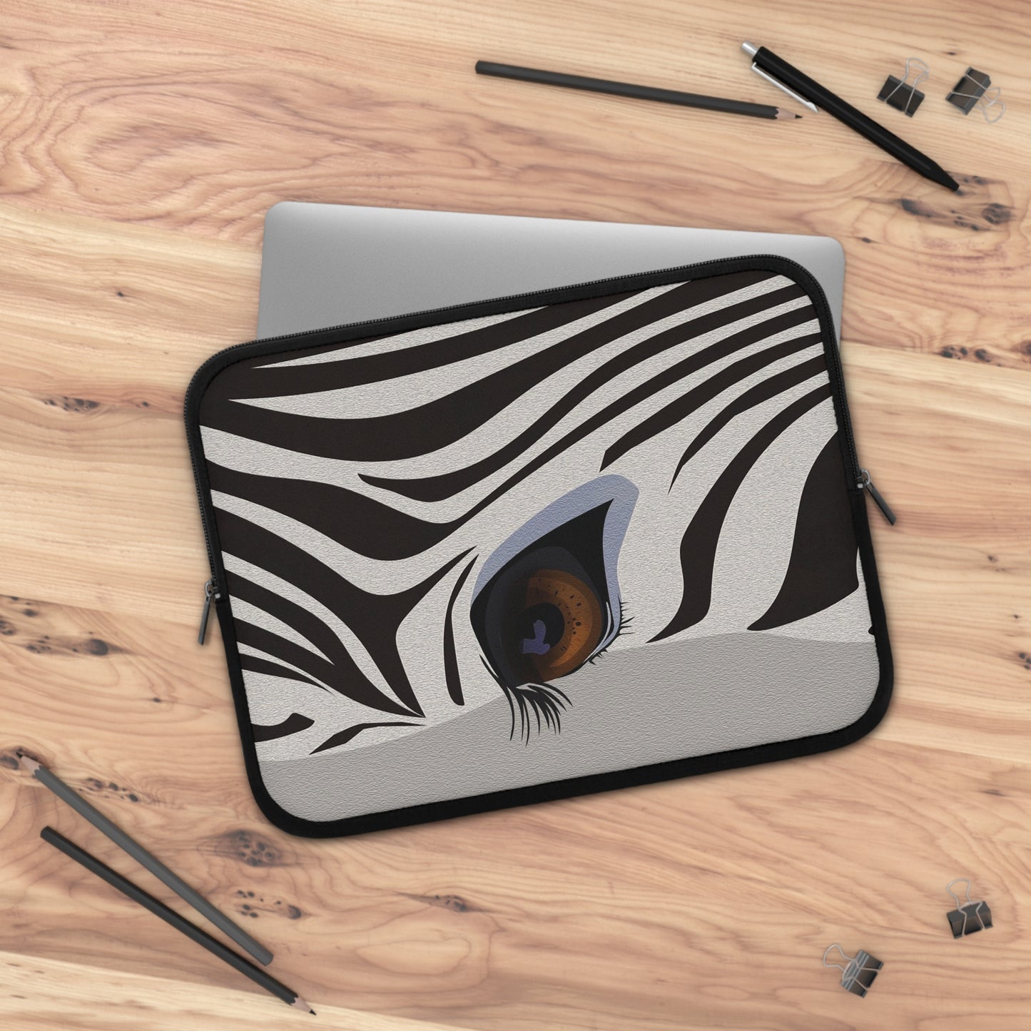 Stylish Zebra Eye Laptop Sleeve | Unique Computer Case, Gift for Students, Trendy Tech Accessory, Animal Print Protection