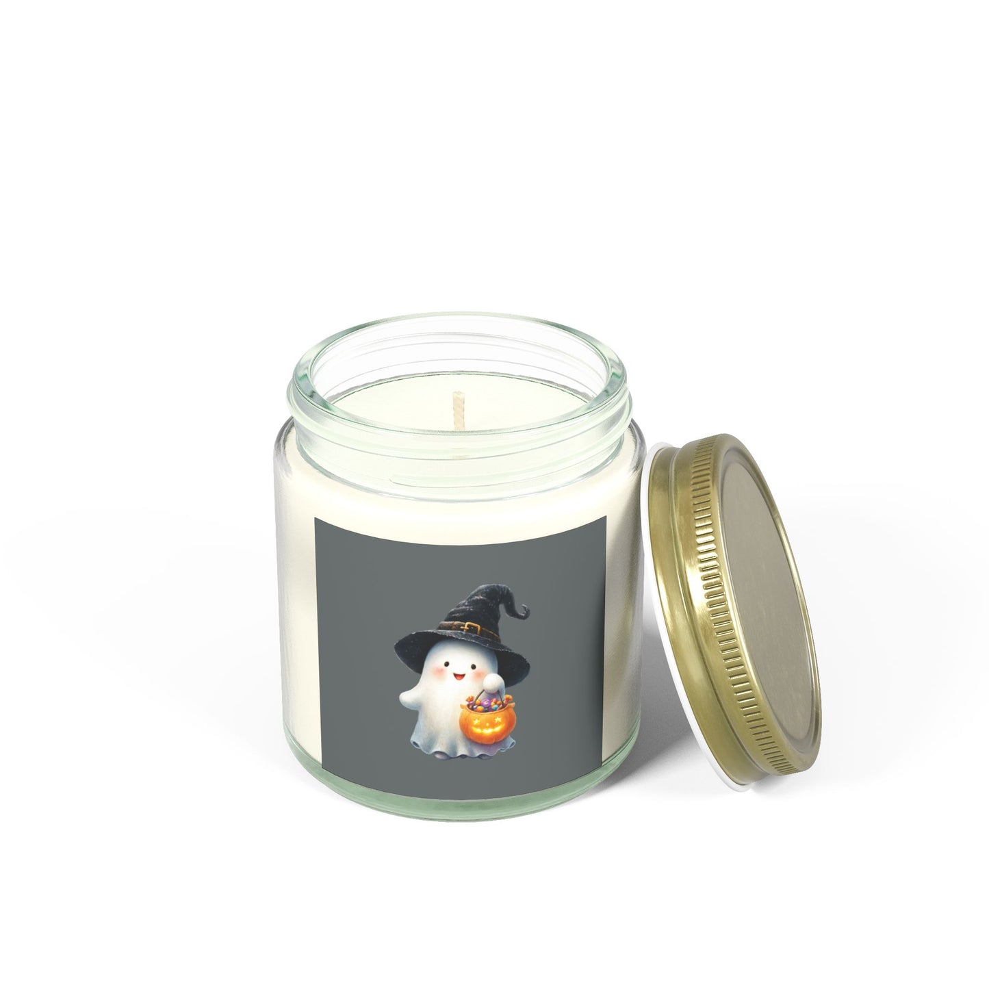 Halloween Scented Candle, Ghost Design, Eco-Friendly Coconut Apricot Wax, 4oz 9oz Pumpkin Spice, Autumn Decor, Gift Idea
