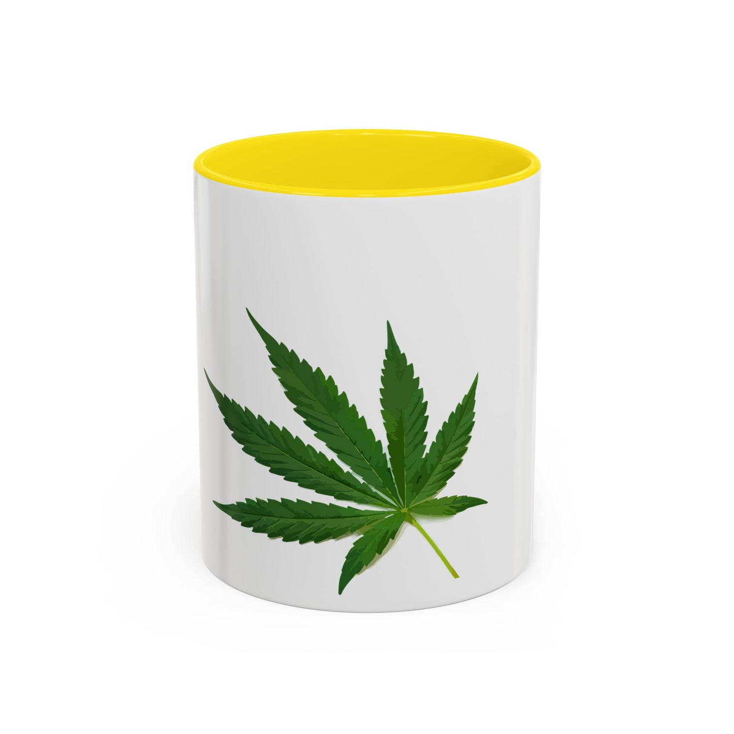 Marijuana Leaf Accent Coffee Mug | Cannabis Lover's Gift, Unique Coffee Cup, Pothead Mug, Stoner Gift Idea, Greenery Decor