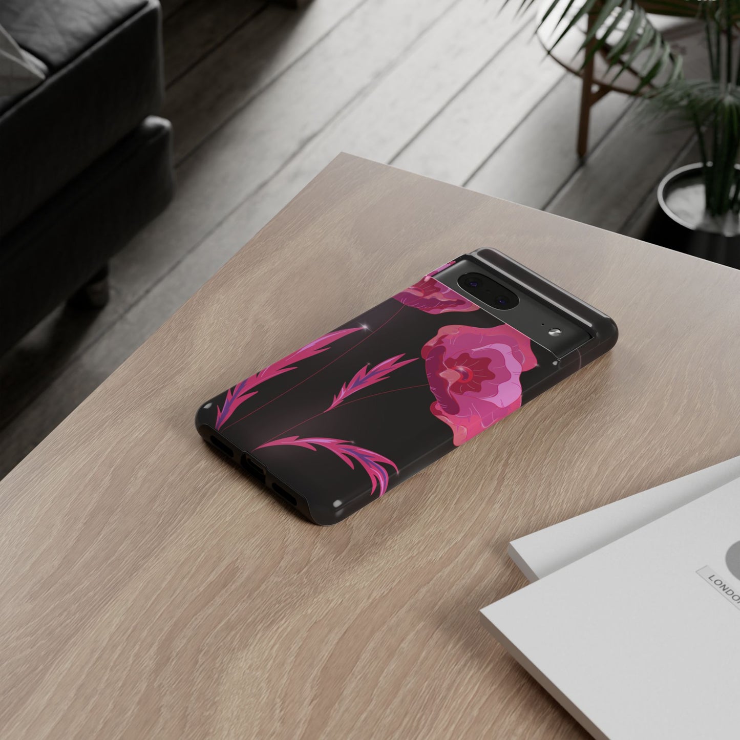 Floral iPhone Case | Tough Cases with Pink Poppy Design, Elegant Flower Phone Cover, Gift for Her, Spring Accessories, Chic Tech