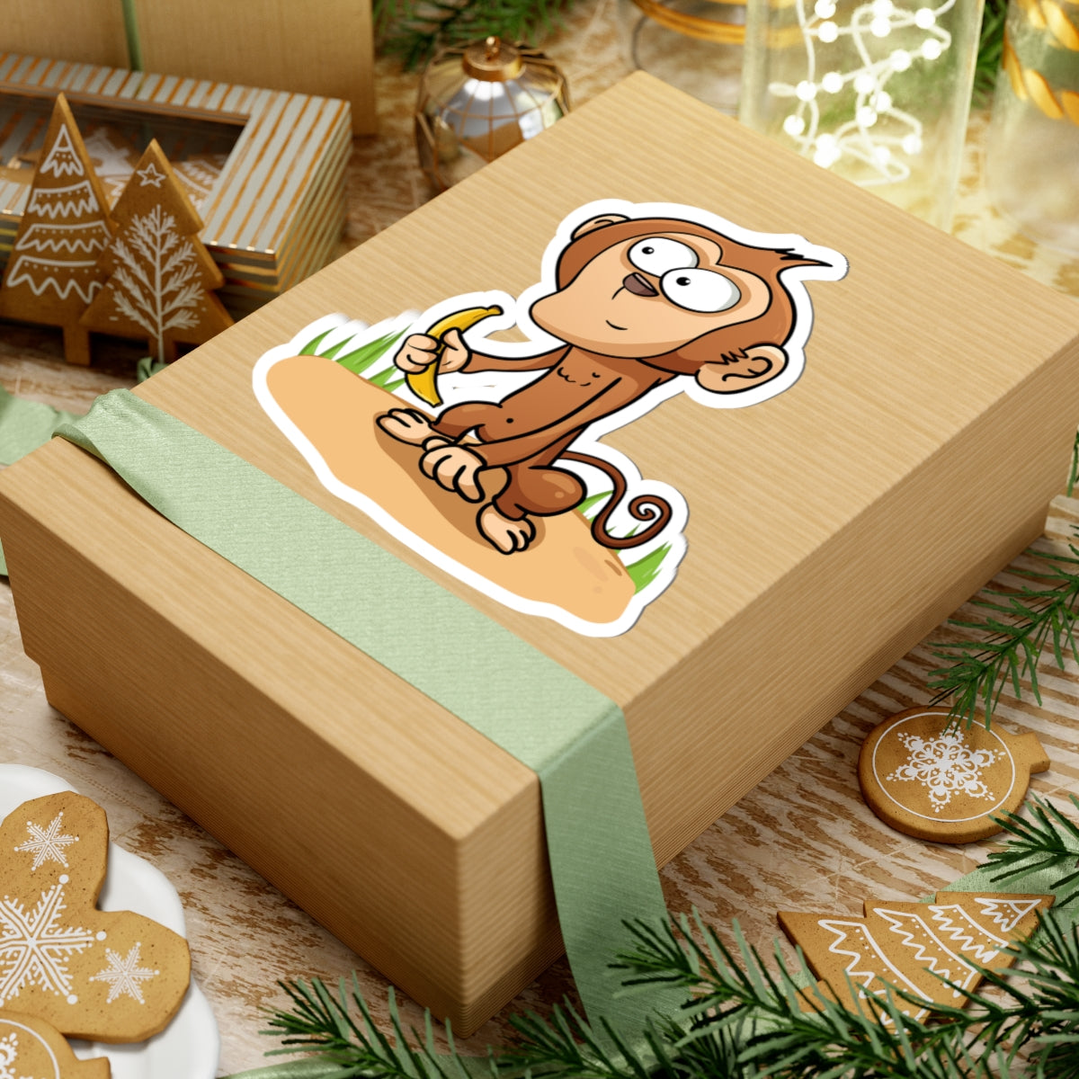 Whimsical Monkey Sticker for Kids, Cute Animal Decal, Fun Laptop Accessories, Monkey Lover Gift, Playful School Supplies