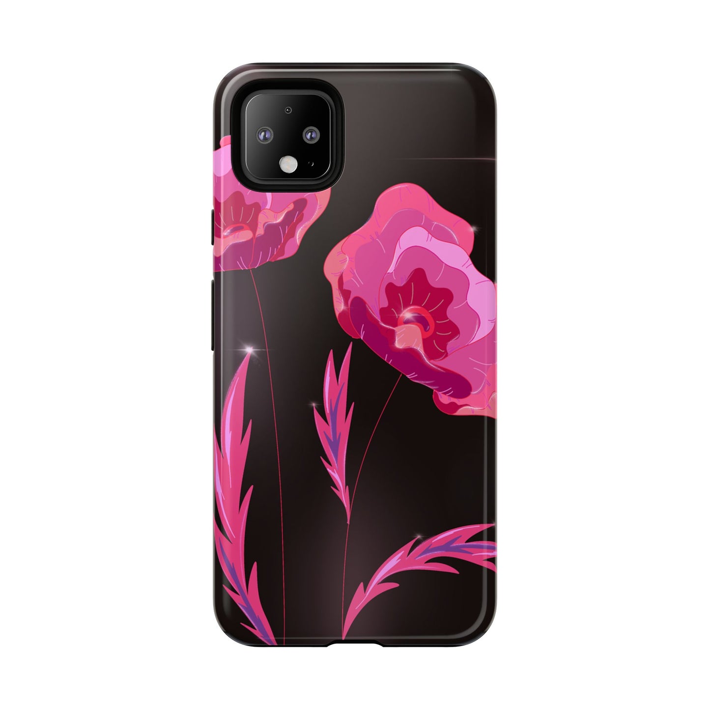 Floral iPhone Case | Tough Cases with Pink Poppy Design, Elegant Flower Phone Cover, Gift for Her, Spring Accessories, Chic Tech