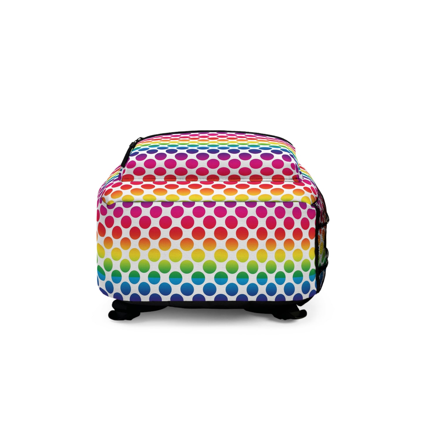 Vibrant Rainbow Polka Dot Backpack, Colorful School Bag, Fun Travel Backpack, Kids' Backpack, Retro Style Bag