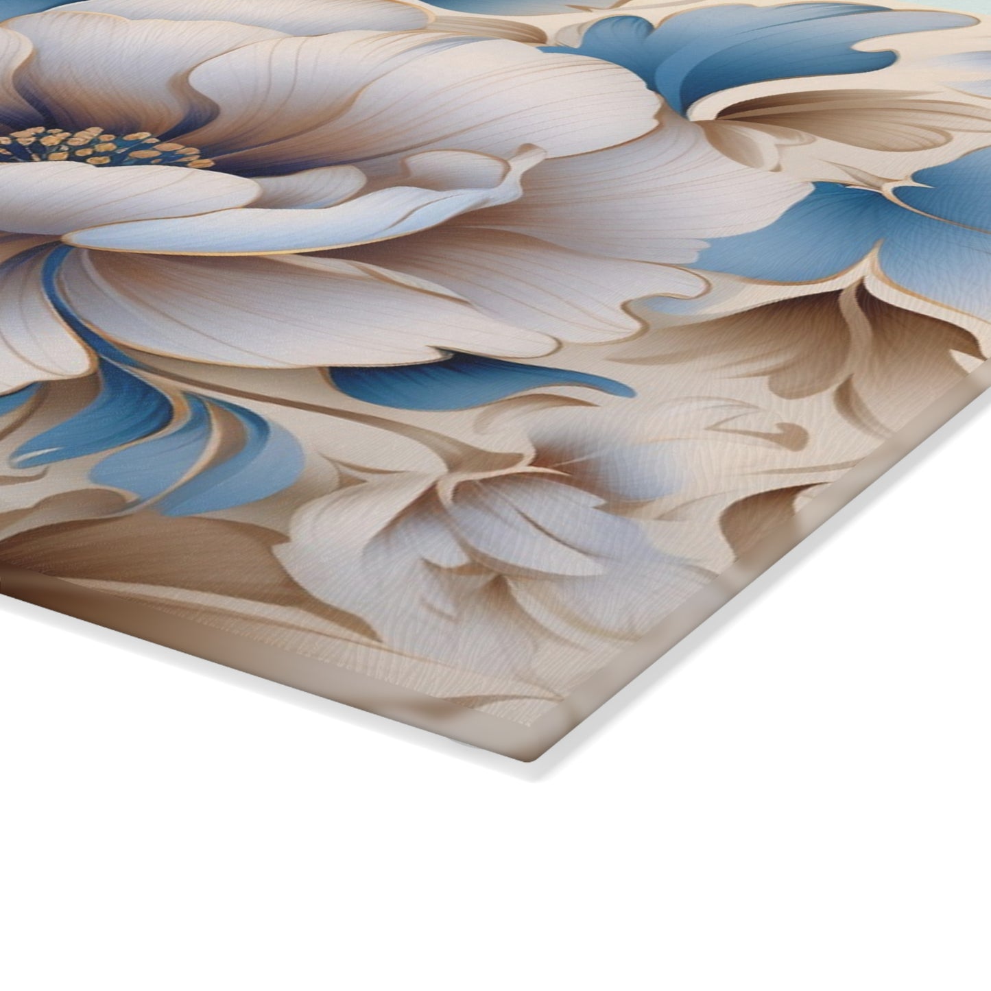 Floral Glass Cutting Board with Elegant Blue Flowers, Kitchen Decor, Wedding Gift, Housewarming Gift, Cooking Accessory
