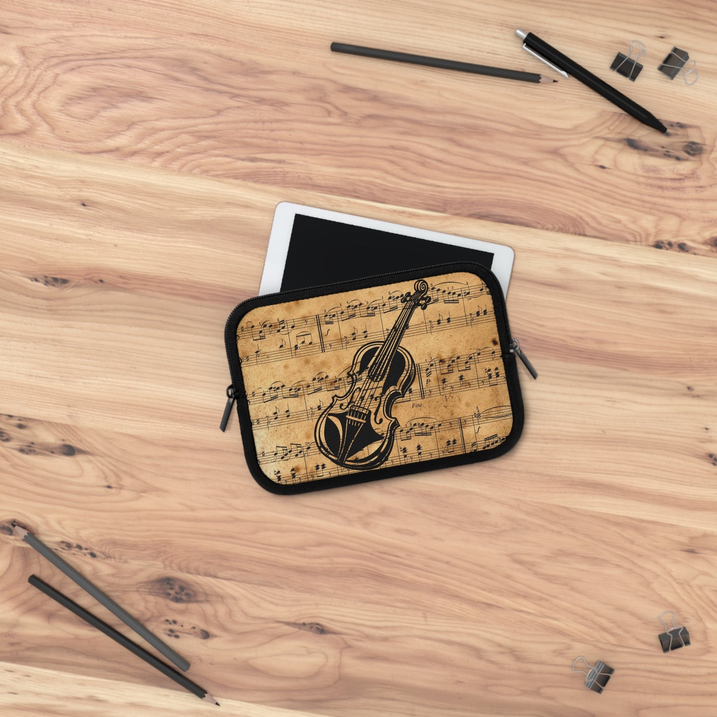 Vintage Music Laptop Sleeve with Violin Design, Music Lover Gift, Geeky Accessory, Musician Laptop Case, Unique Tech Sleeve