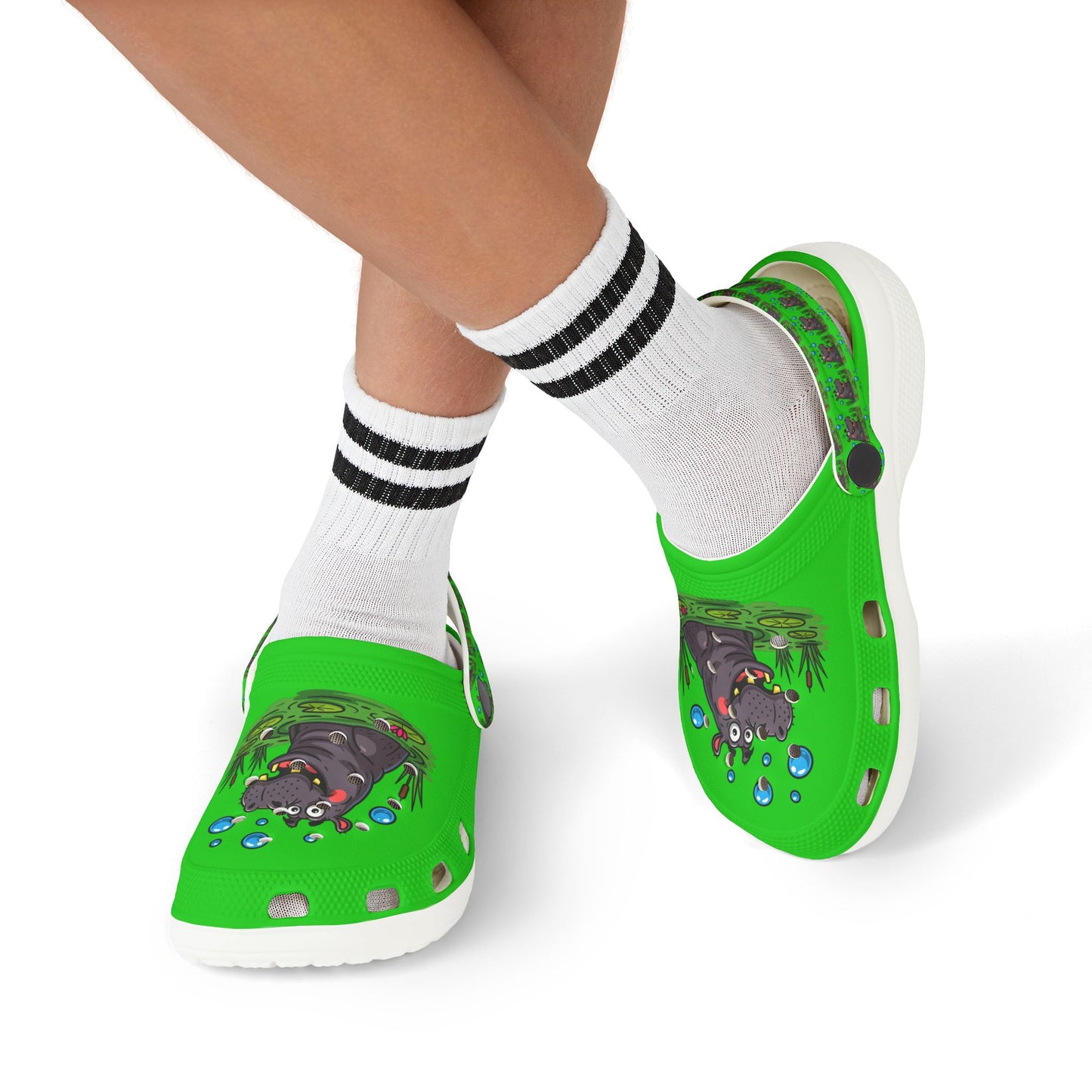 Hippo-Themed Kid's EVA Foam Clogs - Fun Waterproof Slip-Ons for Playtime, Summer, Gifts, Birthdays, Beach