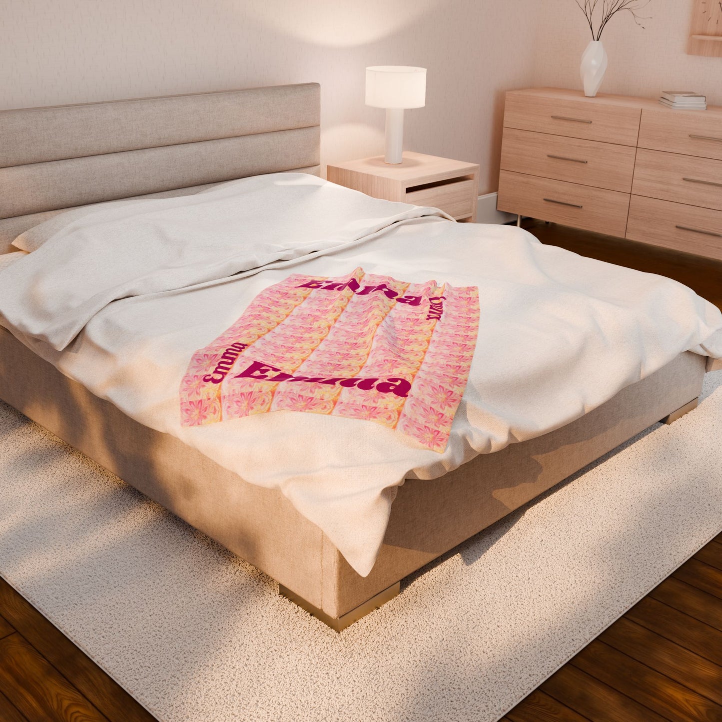 Personalized Velveteen Plush Blanket for Cozy Nights - Emma