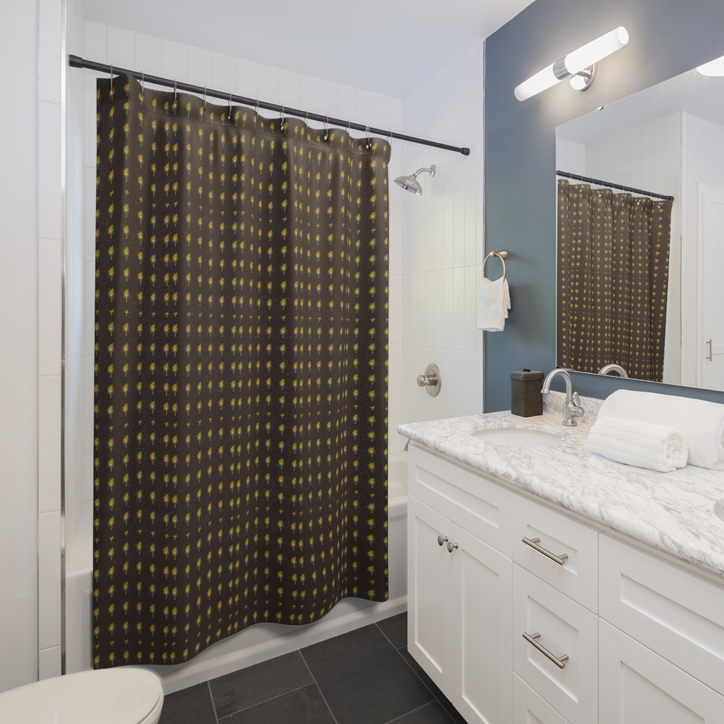 Stylish Starry Shower Curtain, Modern Bathroom Decor, Star Pattern Curtain, Boho Home Accessories, Unique Gift Idea