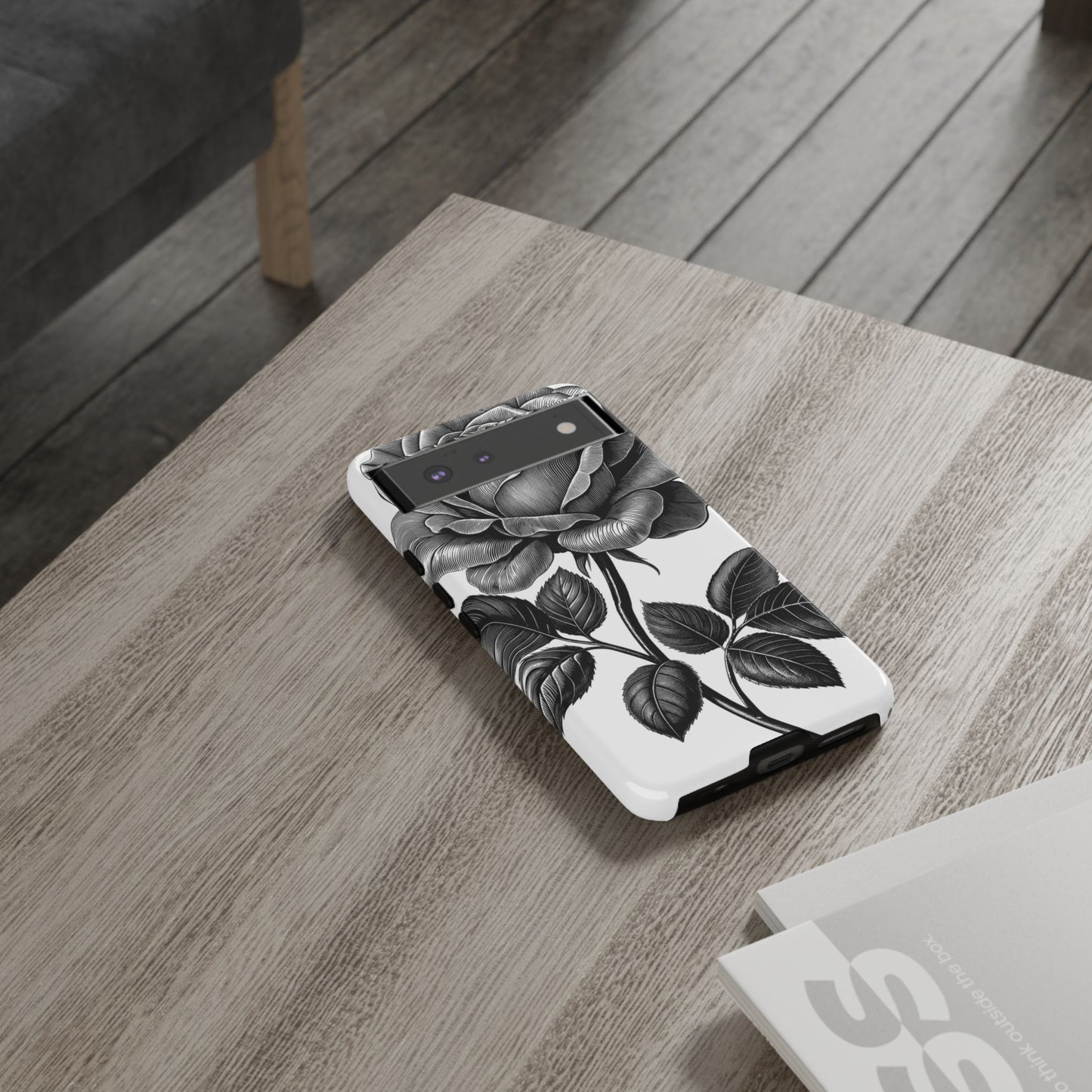 Elegant Floral Phone Case - Tough Cases, Black Rose Design, Floral Phone Cover, Stylish Phone Accessory, Gift for Her, Mother's Day