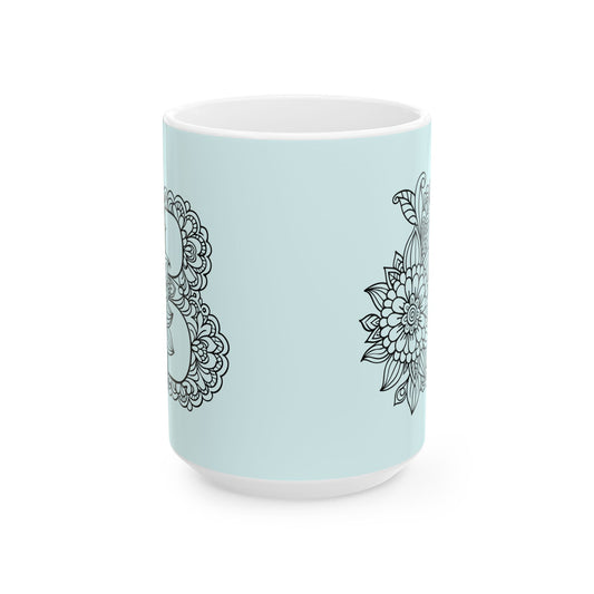 Mandala Design Ceramic Mug -Letter B Relaxing Gift for Tea Lovers, Coffee Enthusiasts, Home Decor, Perfect for Holidays, Zen Vibe