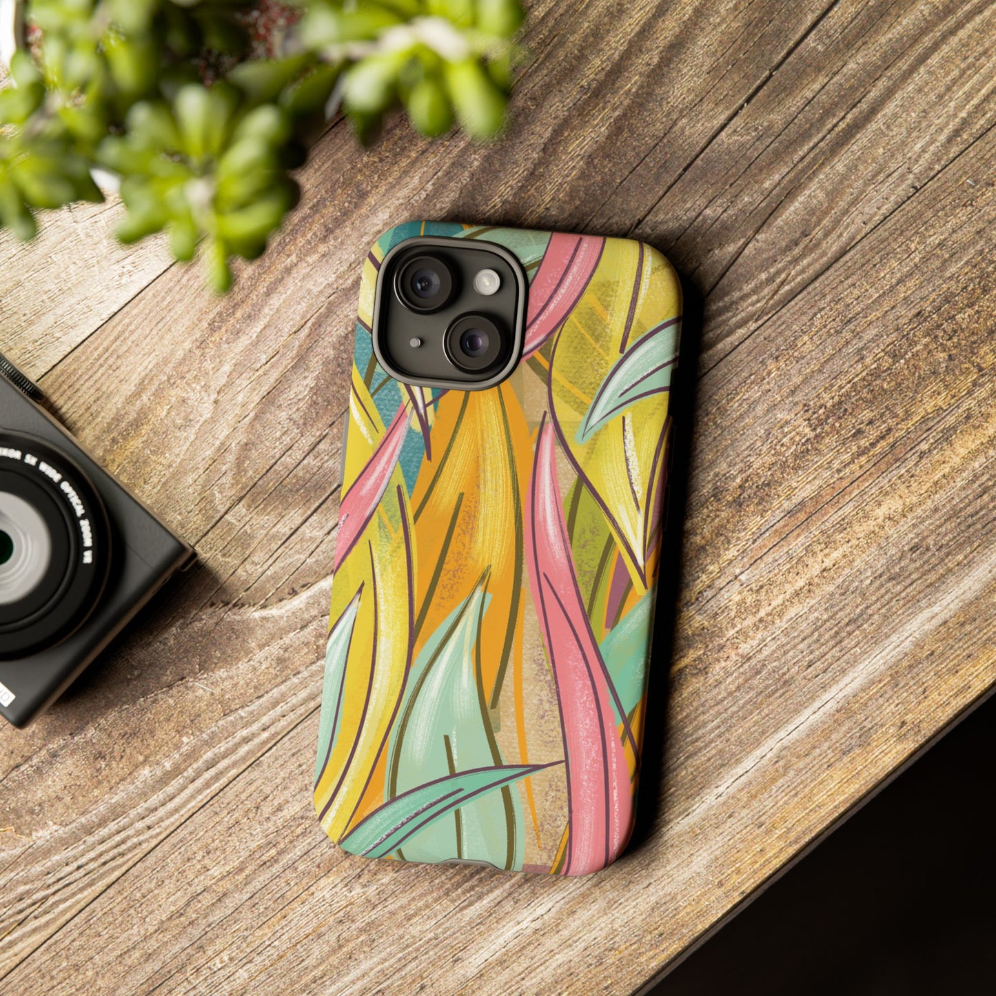 Vibrant Phone Case with Colorful Leaf Design, Tough Cases for Nature Lovers, Eco-Friendly Gift, Summer Vibes, Floral Phone Cover