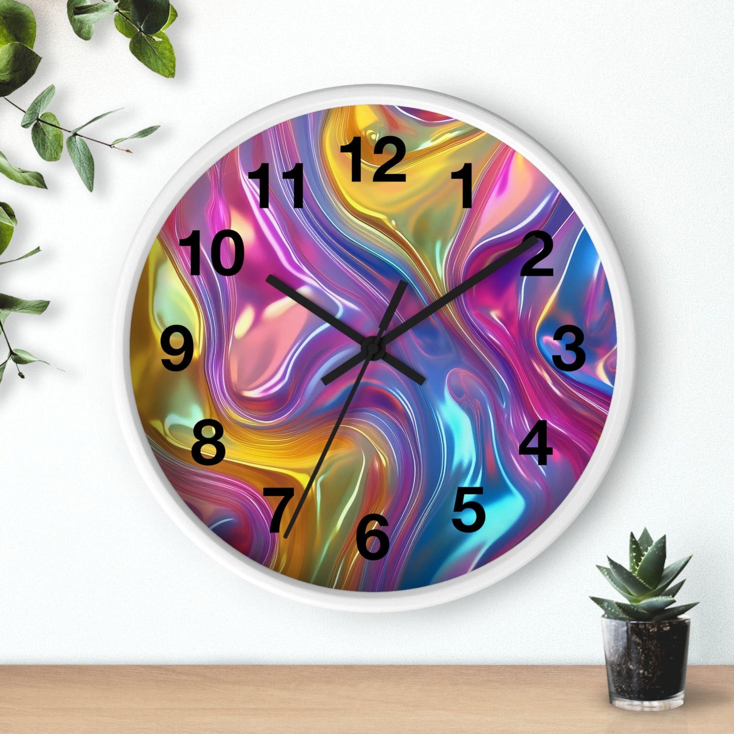 Vibrant Swirl Wall Clock – Colorful Home Decor, Modern Art Clock, Unique Gift, Living Room Accent, Abstract Wall Art