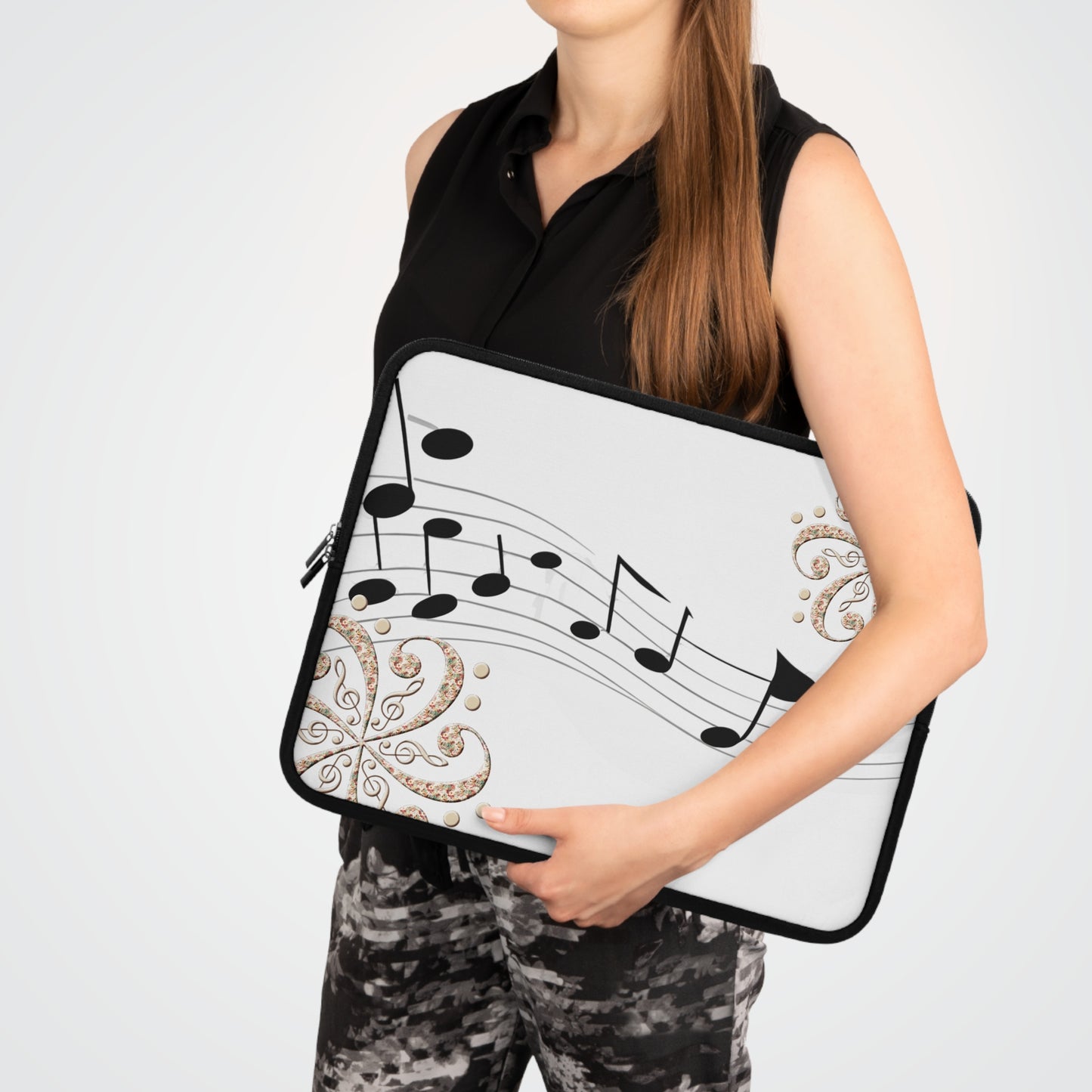 Musical Notes Laptop Sleeve | Perfect Gift for Music Lovers, Stylish Tech Accessory, Holiday Gift, Decor for Home Office, Music-Themed