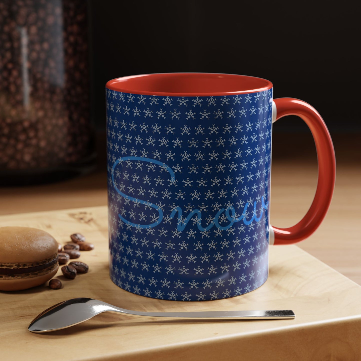 Snowy Night Accent Coffee Mug - Cozy Winter Drinkware, Seasonal Gifts, Holiday Décor, Comfortable Sipping, Blue Design