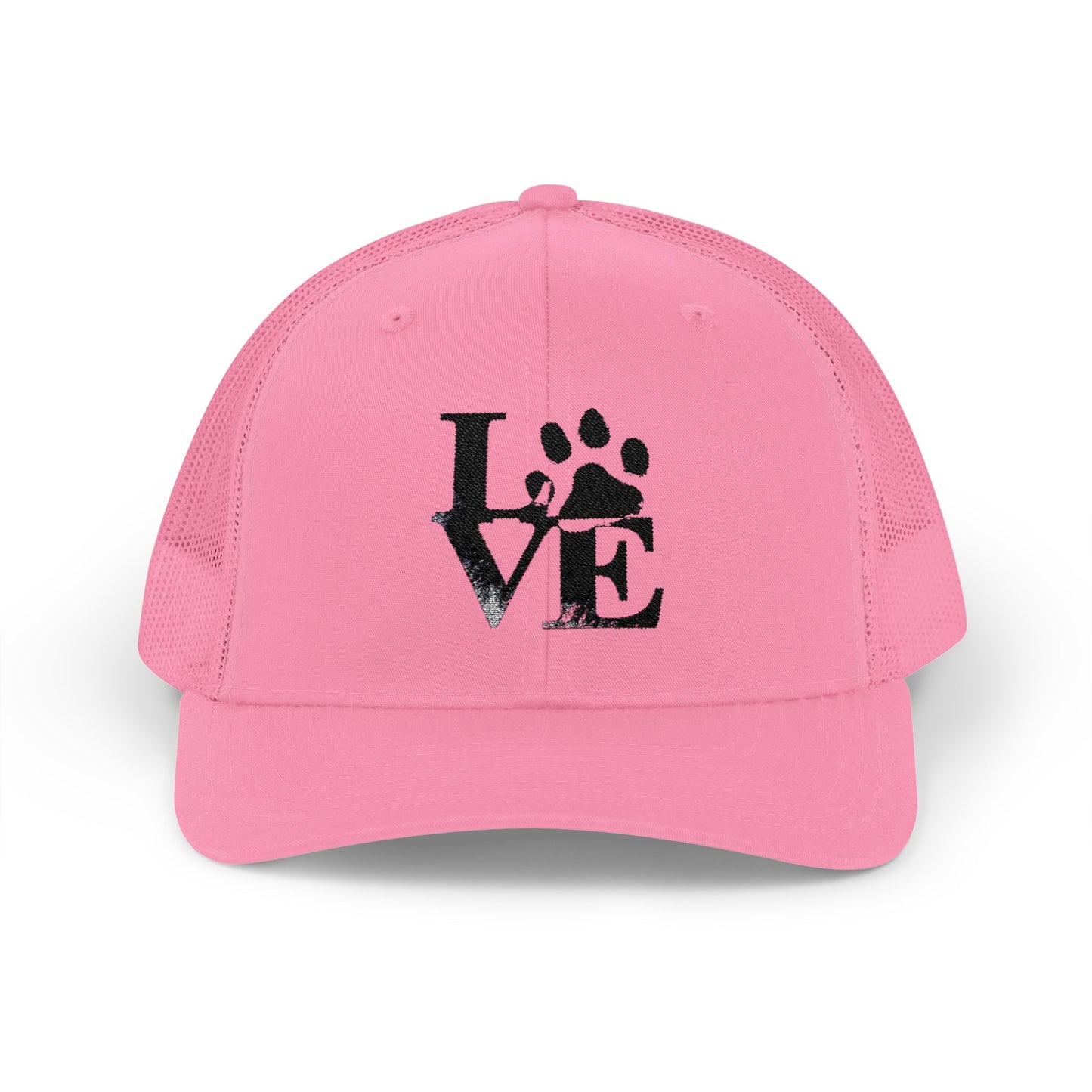 Love Paw Print Trucker Cap for Animal Lovers, Adjustable Snapback Hat for Pet Owners, Gifts for Dog Moms, Cat Dads, Pet Adoption Events
