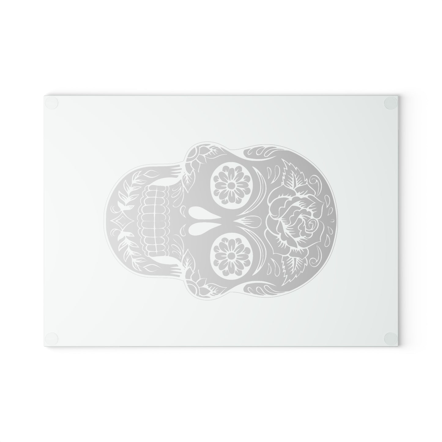 Decorative Glass Cutting Board - Sugar Skull Design, Kitchen Decor, Gift for Home Cooks, Day of the Dead, Unique Cookware