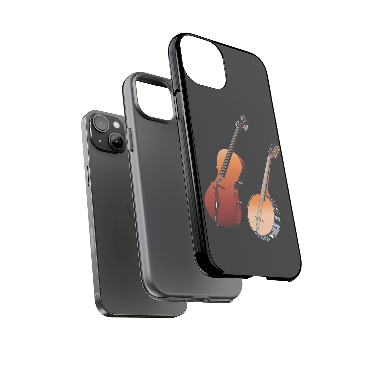 Musical Instrument Phone Case - Violin & Banjo Design, Music Lover Gift, Unique Phone Cover, Holiday Gift, Durable Tough Cases