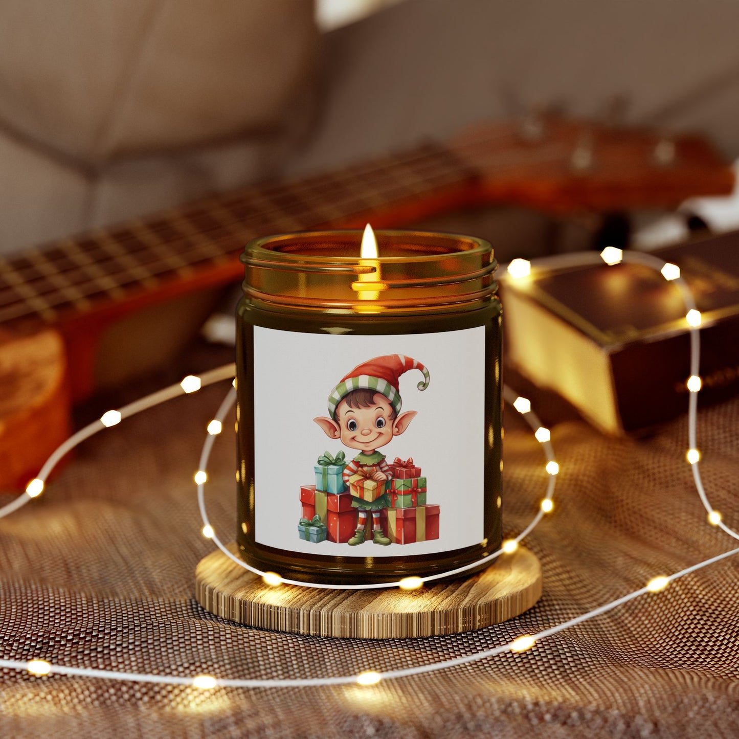 Festive Elf Scented Candle, Cheerful Holiday Decor, Perfect Gift for Christmas, Seasonal Home Fragrance, Joyful Aromatherapy