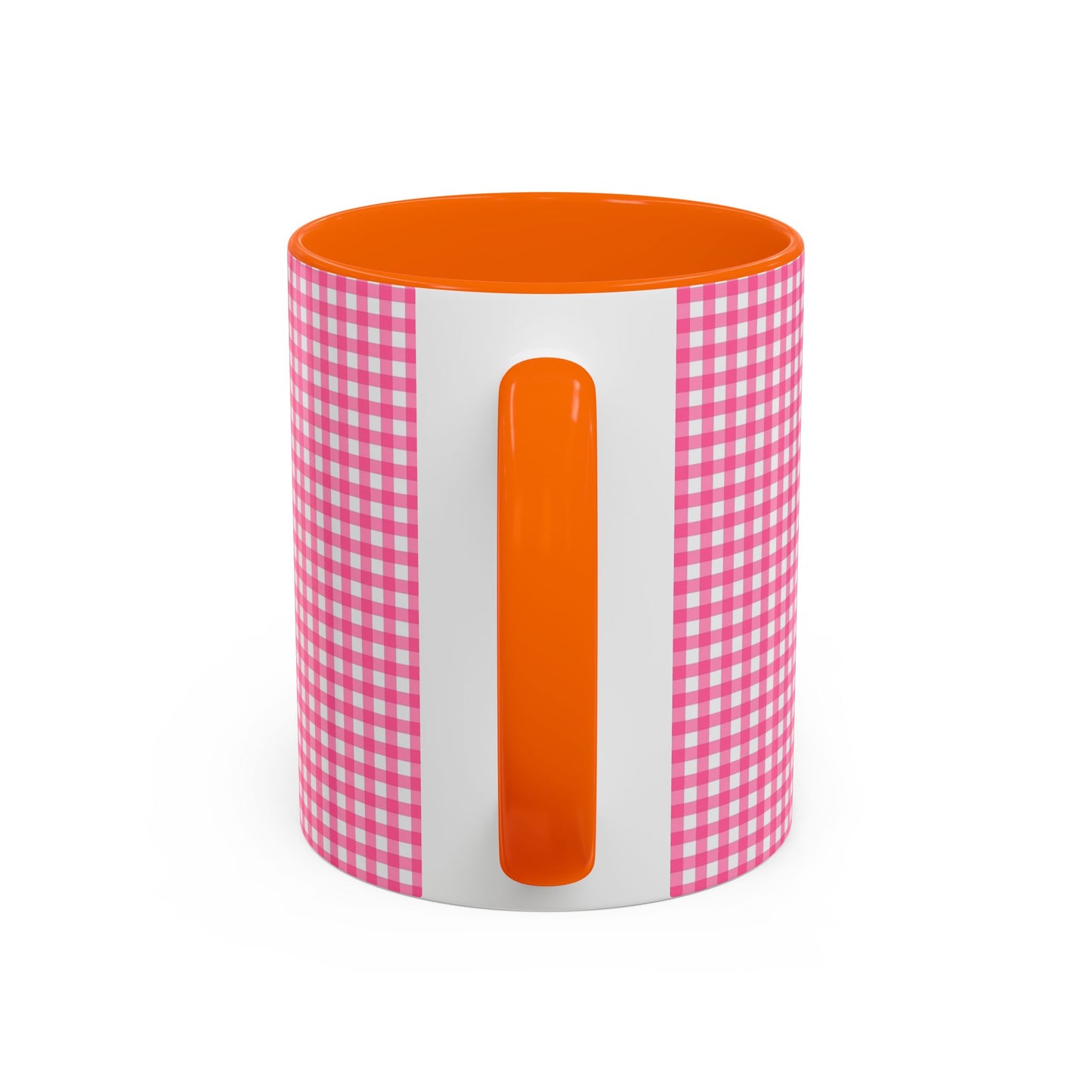 Pink Gingham Accent Coffee Mug, Cute Kitchen Decor, Gift for Coffee Lovers, Home Office Mug, Spring and Summer Vibes