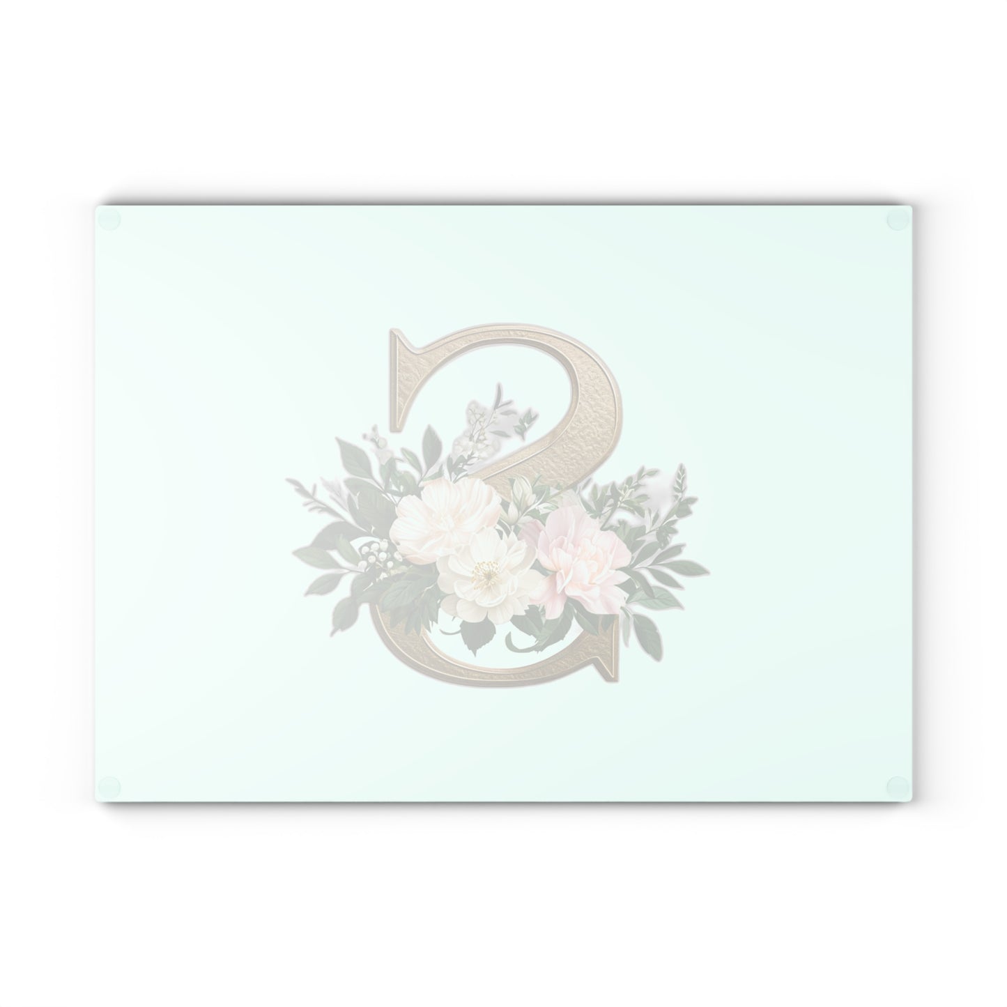Personalized Floral Glass Cutting Board, Elegant Kitchen Decor, Gifts for Chefs, Wedding Present, Monogrammed Gift