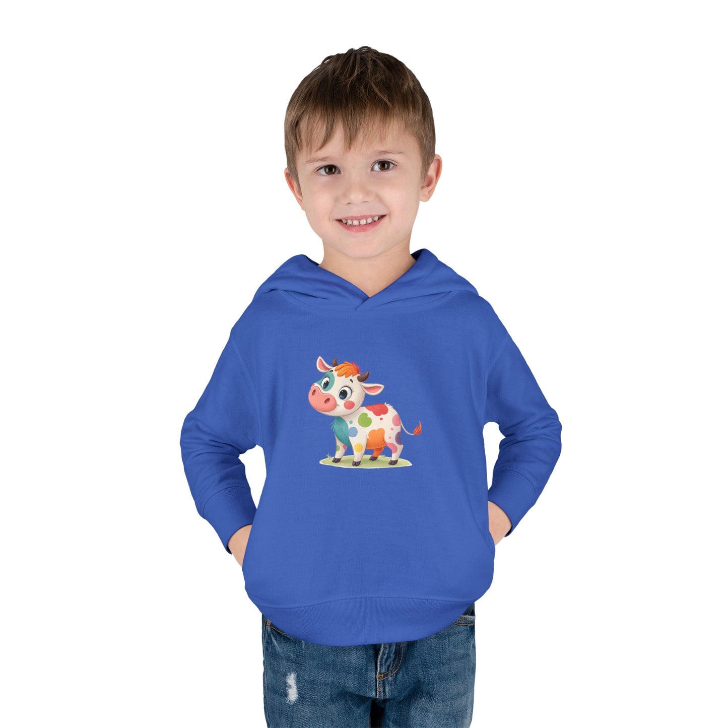 Cute Cow Toddler Pullover Fleece Hoodie, Kids' Hoodie, Animal Hoodie, Cozy Kids Apparel, Fun Gifts for Toddlers, Birthday Gift
