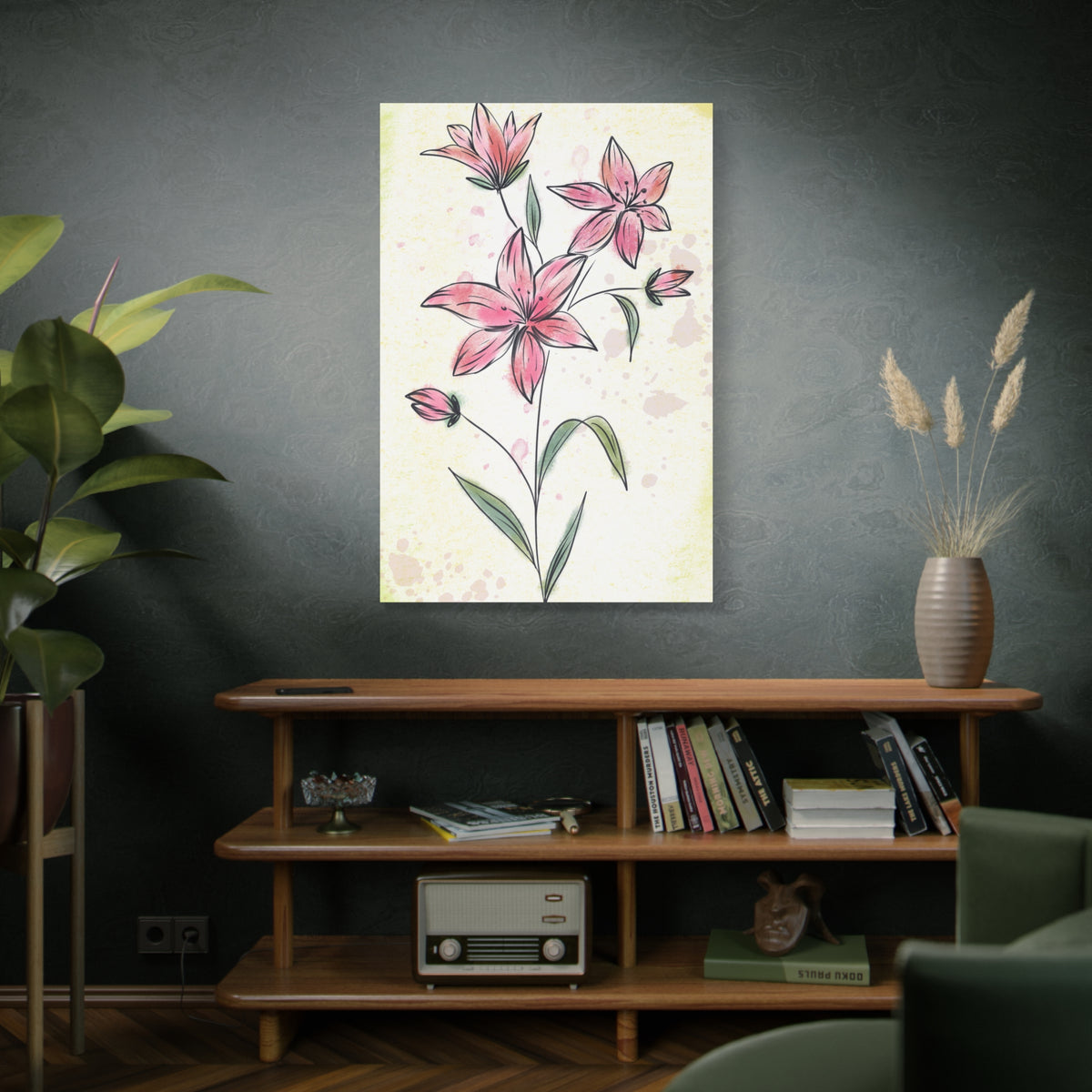 Matte Canvas, Stretched, 1.25" Tulips Pink Flowers