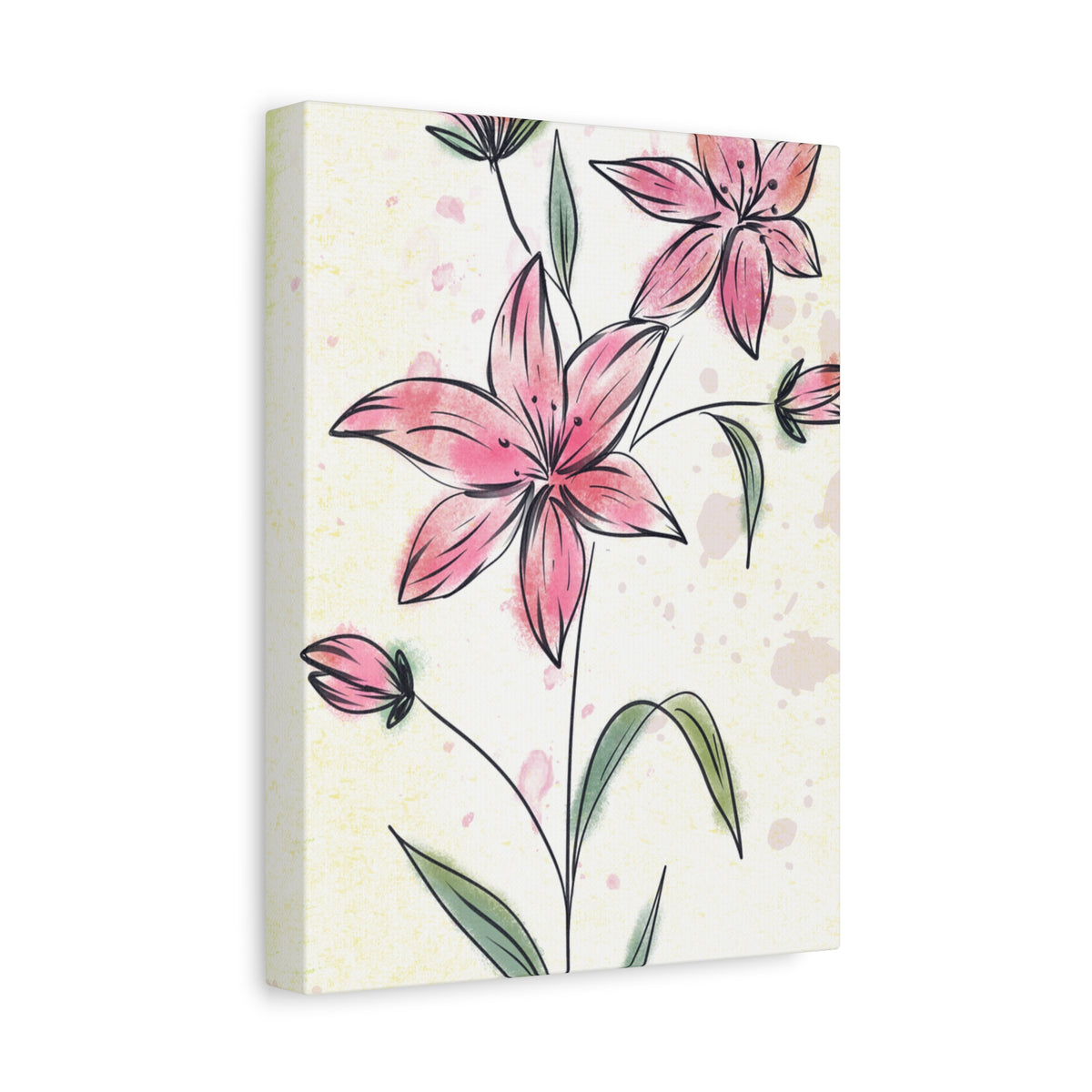Matte Canvas, Stretched, 1.25" Tulips Pink Flowers