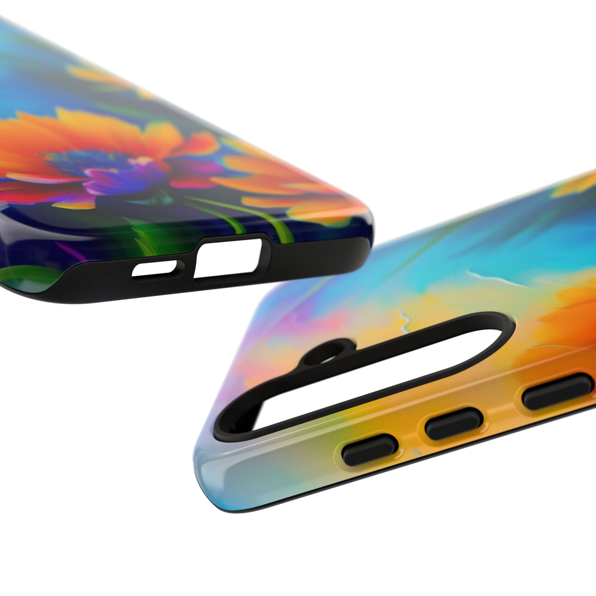 Floral Burst Tough Phone Case — Vibrant Watercolor Flowers Protective Cover