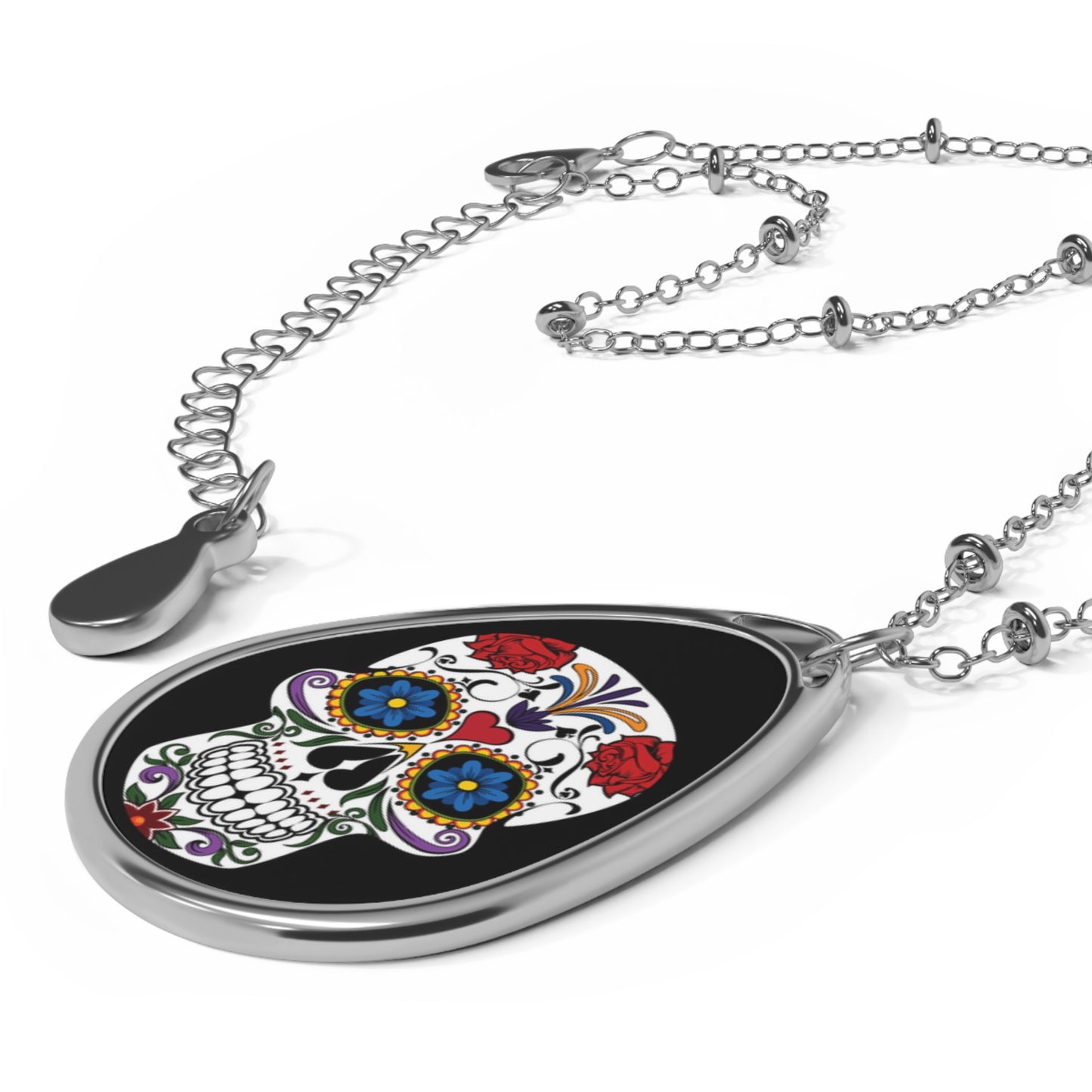 Colorful Skull Necklace for Dia de los Muertos, Gothic Jewelry, Gift for Her