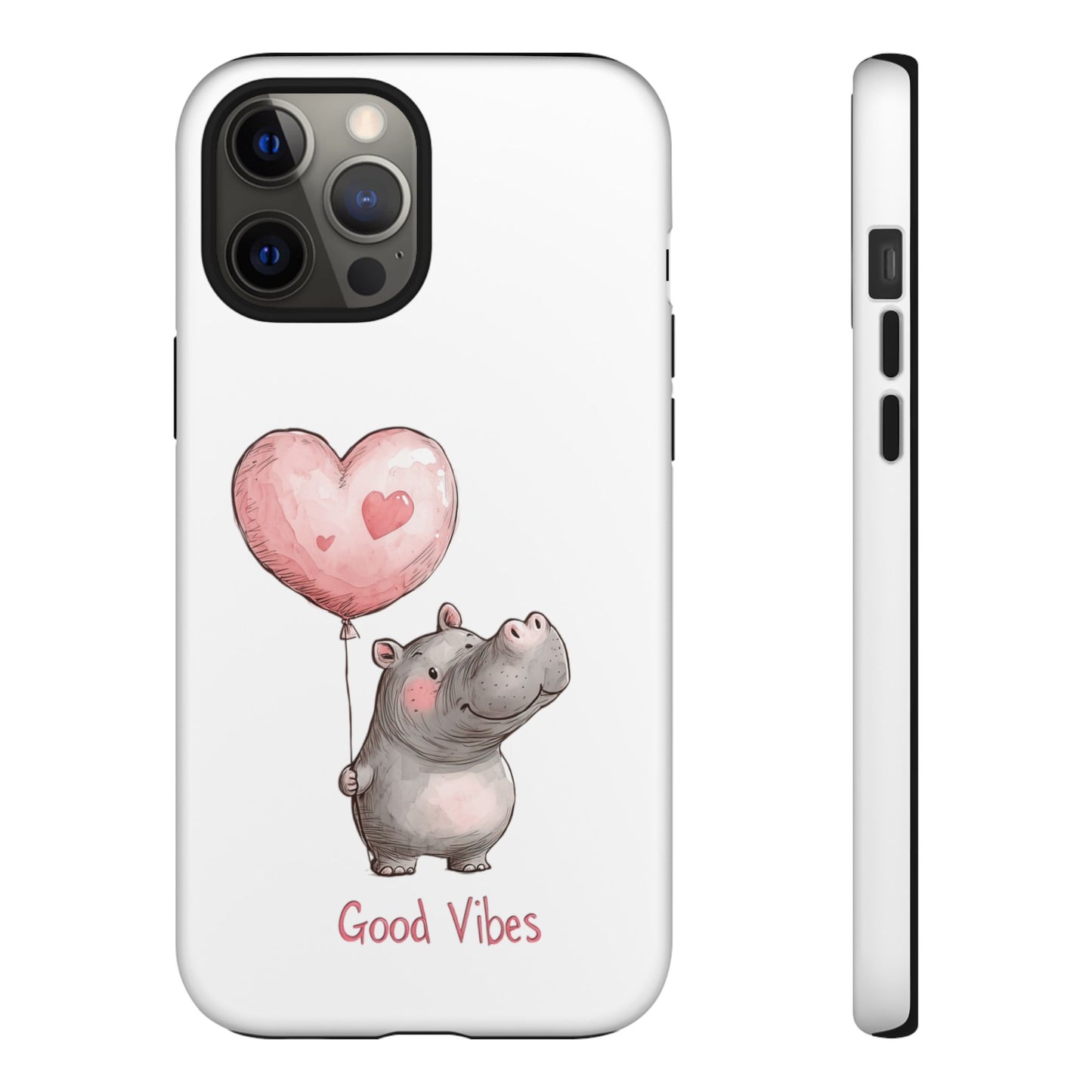 Cute Hippo Phone Case - Good Vibes Design, Animal Lover Gift, Fun Accessory, Birthday Present, Phone Accessories