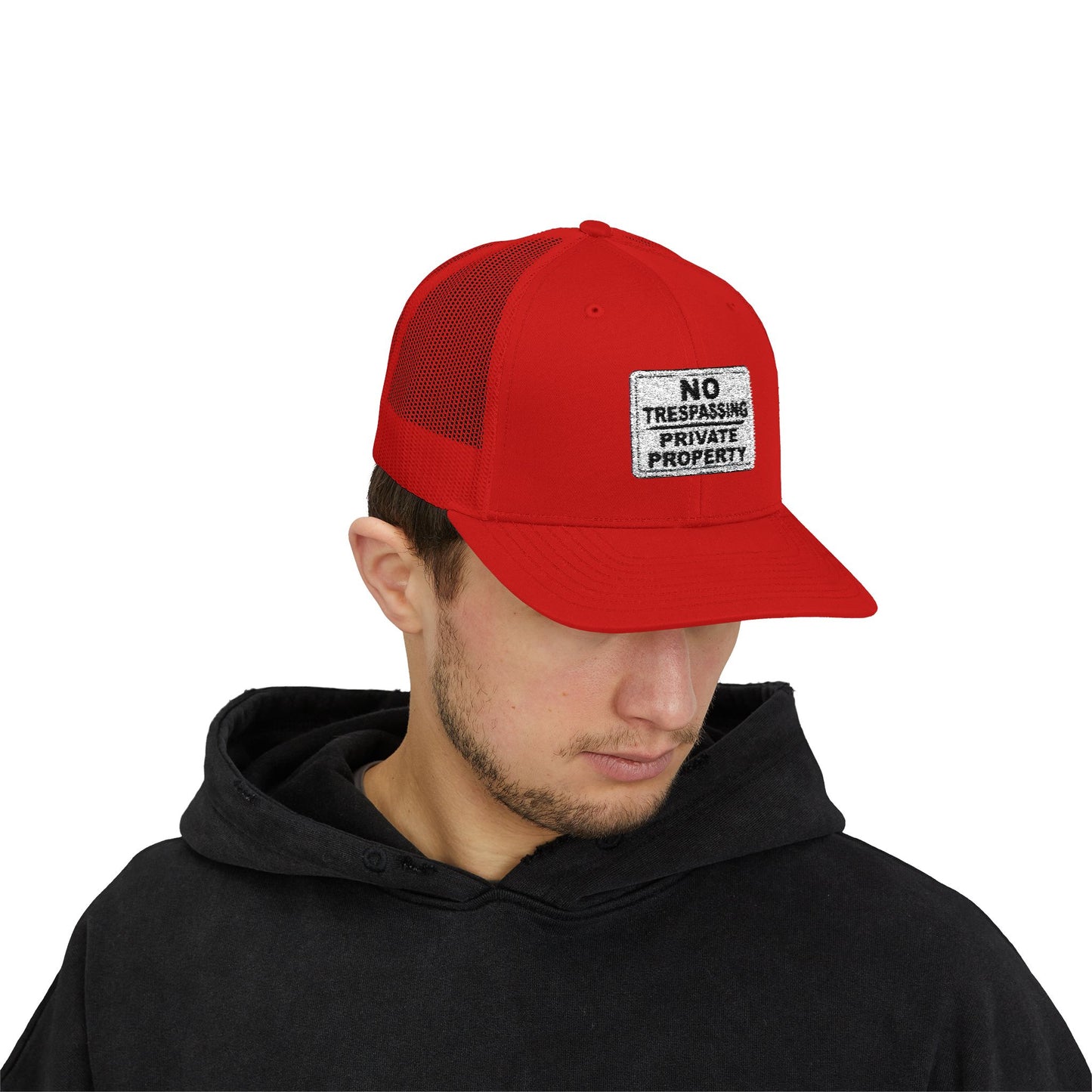 No Trespassing Snapback Trucker Cap, Outdoor Adventure Hat, Unique Gift for him, Summer Casual Style, Trendy Accessory
